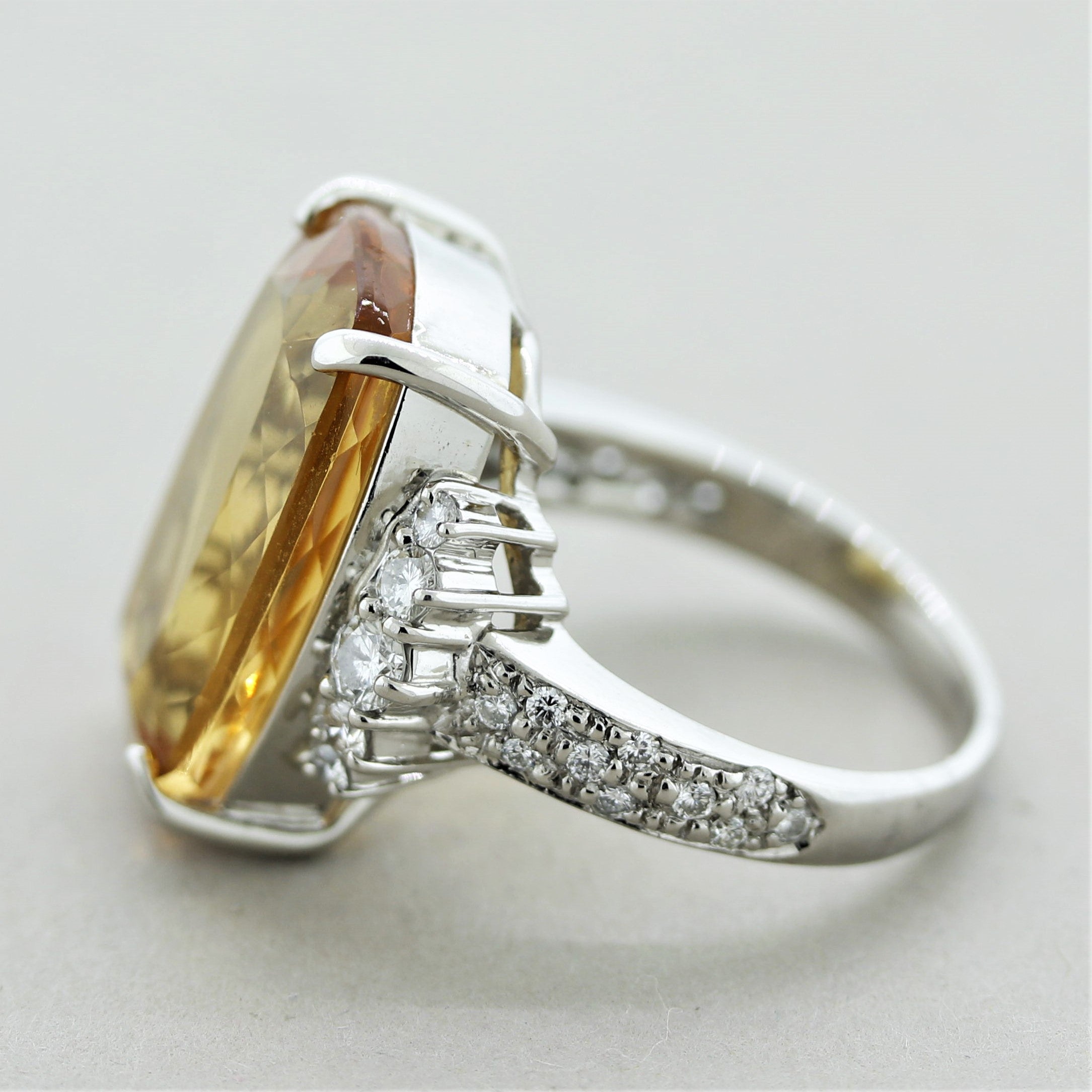Fine Imperial Topaz Diamond Platinum Cocktail Ring