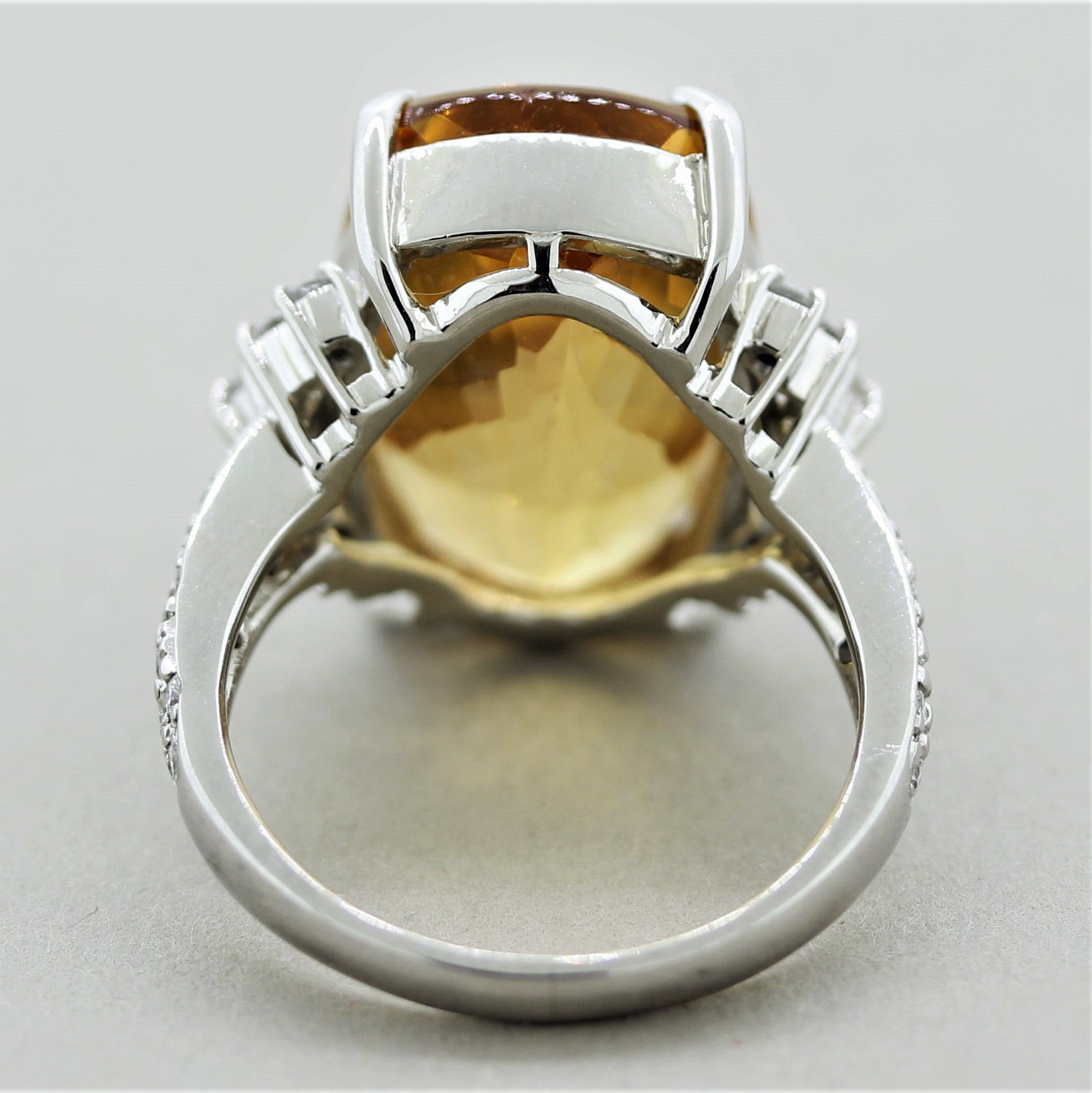 Fine Imperial Topaz Diamond Platinum Cocktail Ring