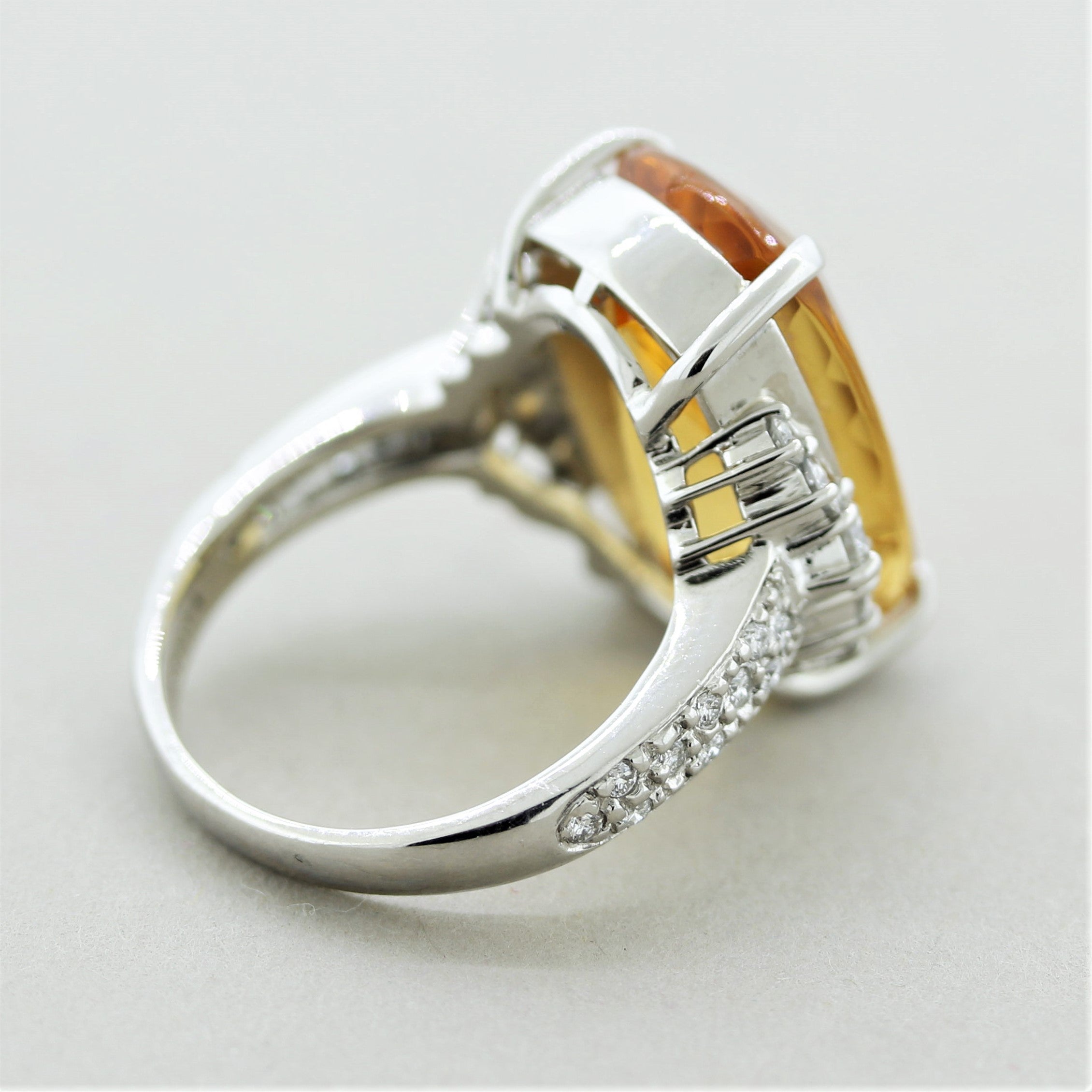Fine Imperial Topaz Diamond Platinum Cocktail Ring