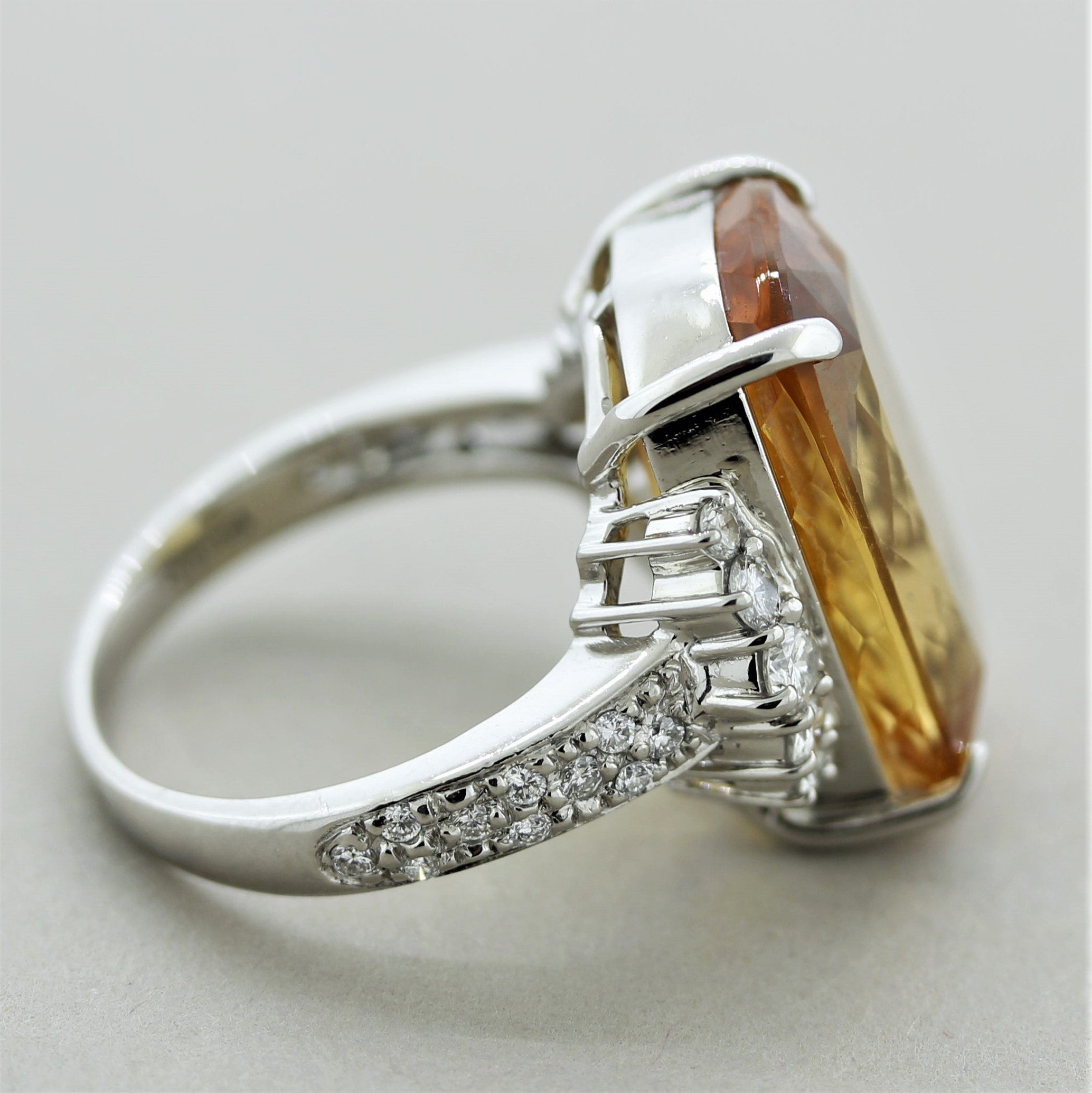 Fine Imperial Topaz Diamond Platinum Cocktail Ring