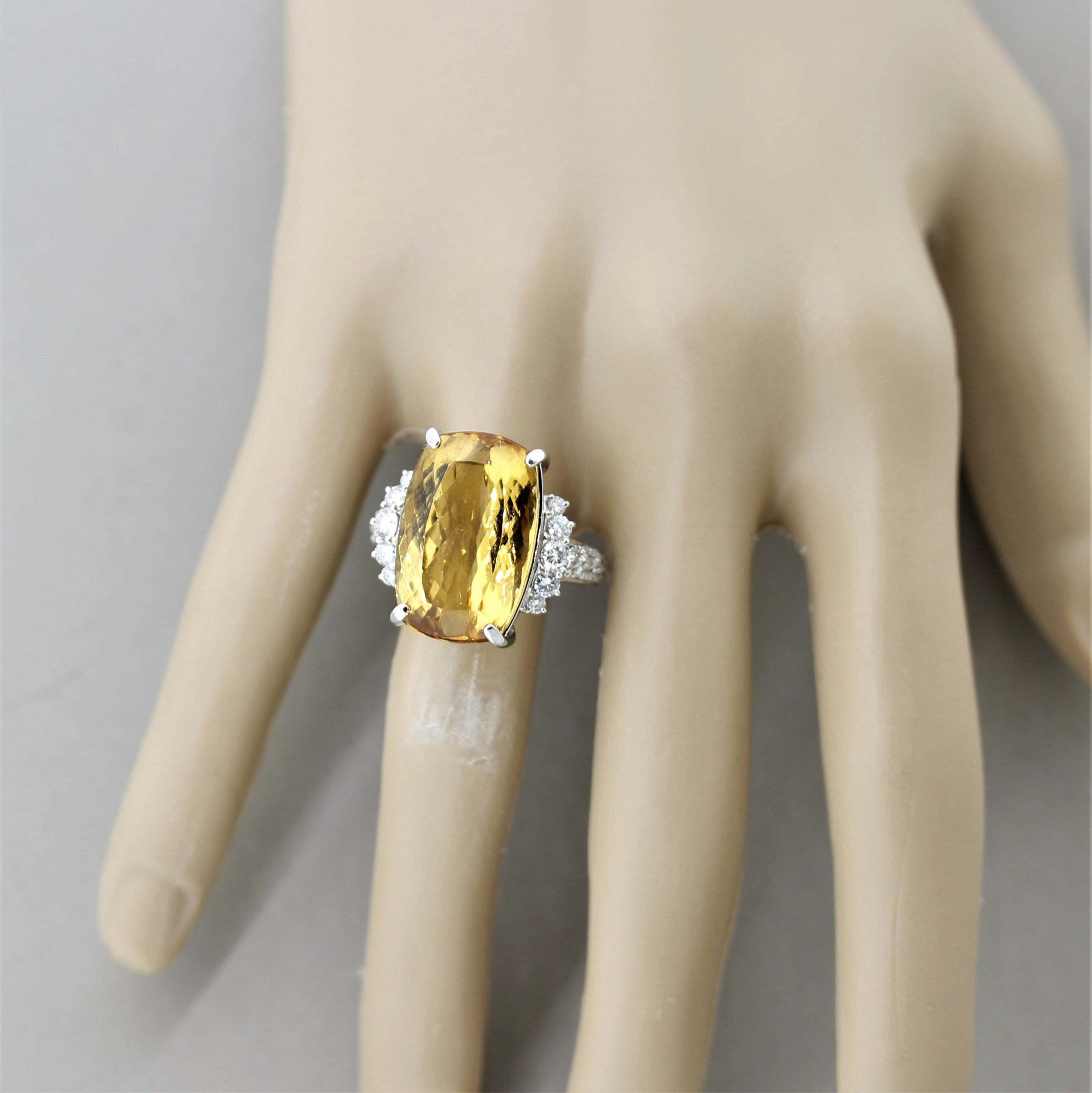 Fine Imperial Topaz Diamond Platinum Cocktail Ring