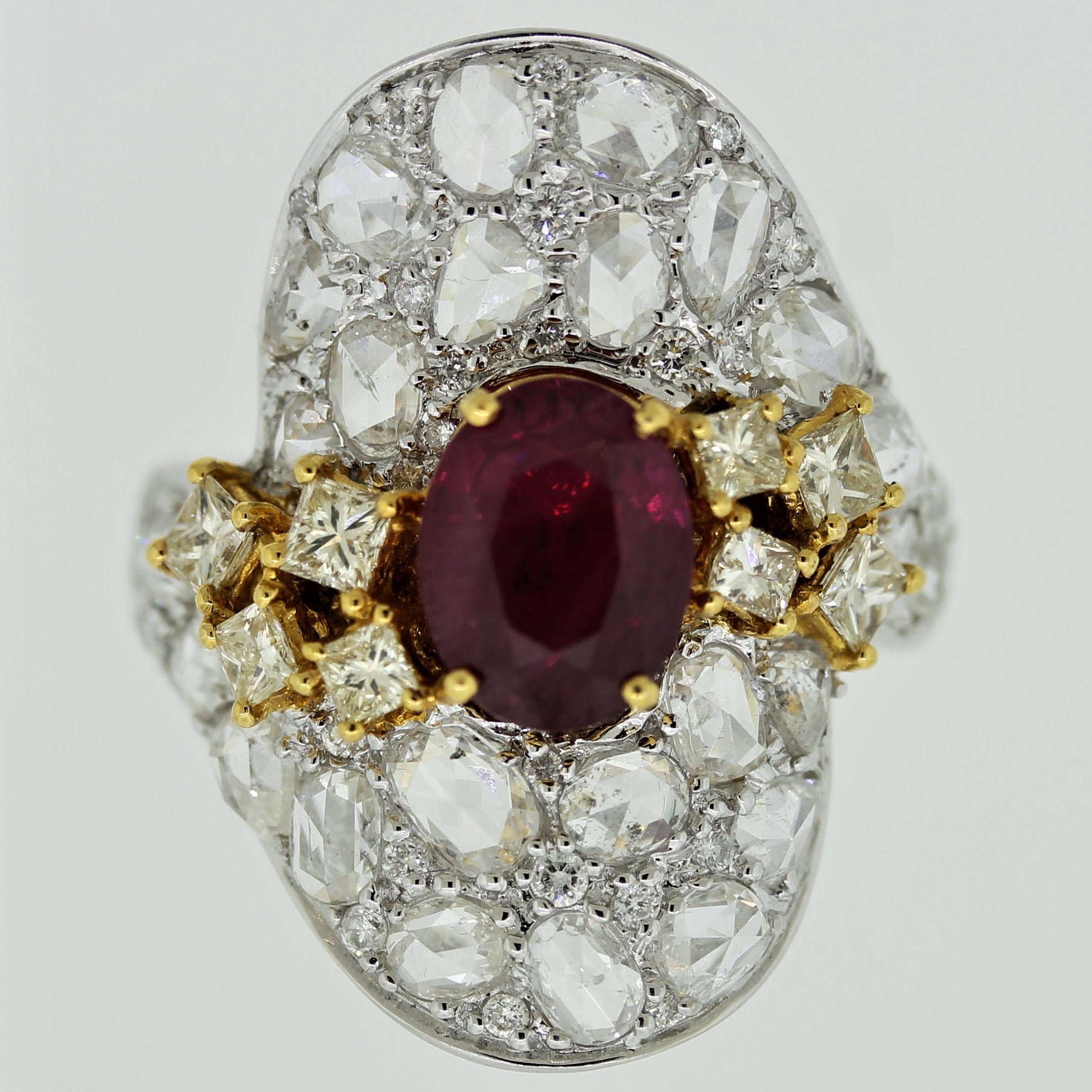 Ruby Diamond Two-Tone Gold Cocktail Ring
