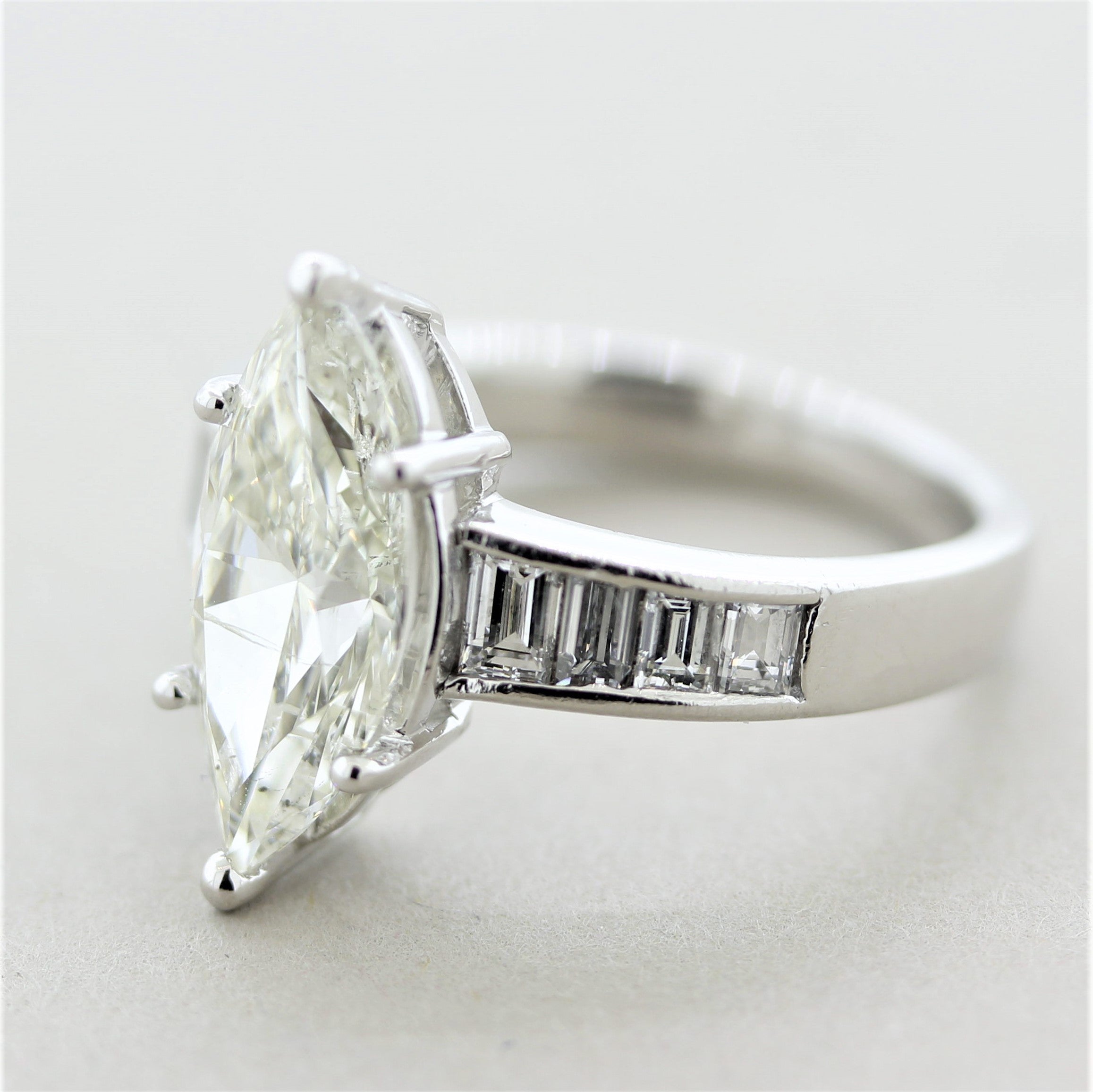 2.66 Carat Marquise Diamond Platinum Engagement Ring