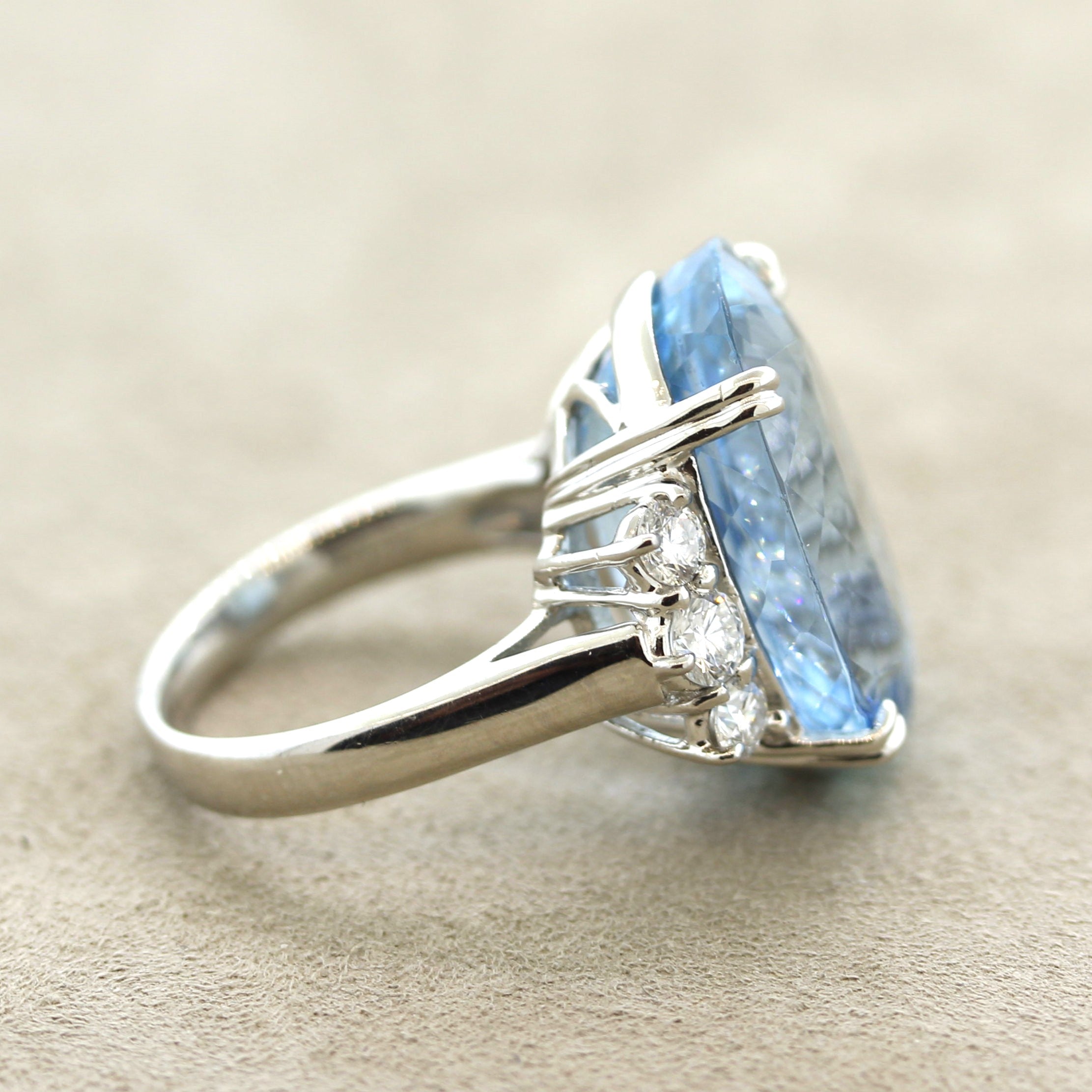 Aquamarine Diamond Platinum Ring