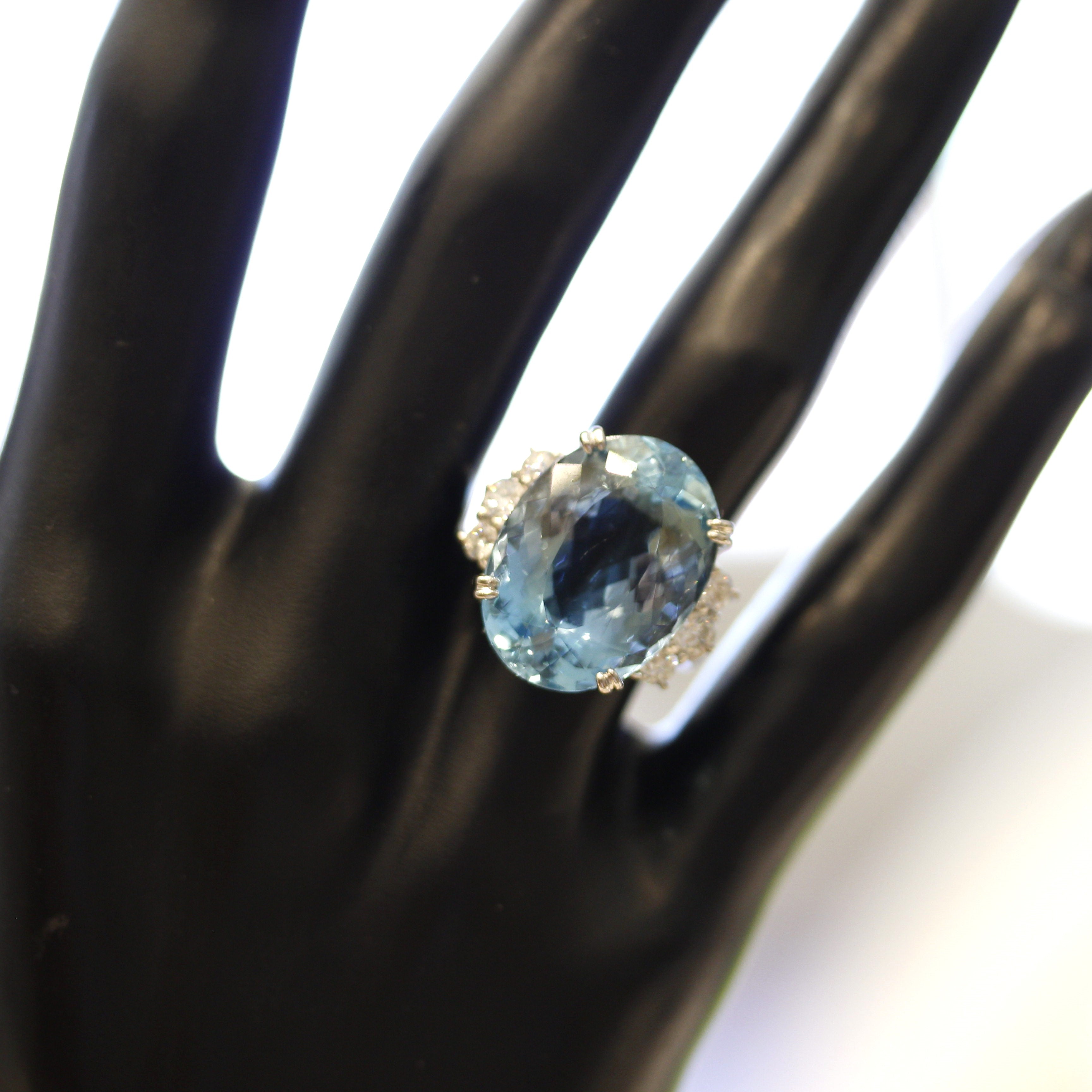 Aquamarine Diamond Platinum Ring