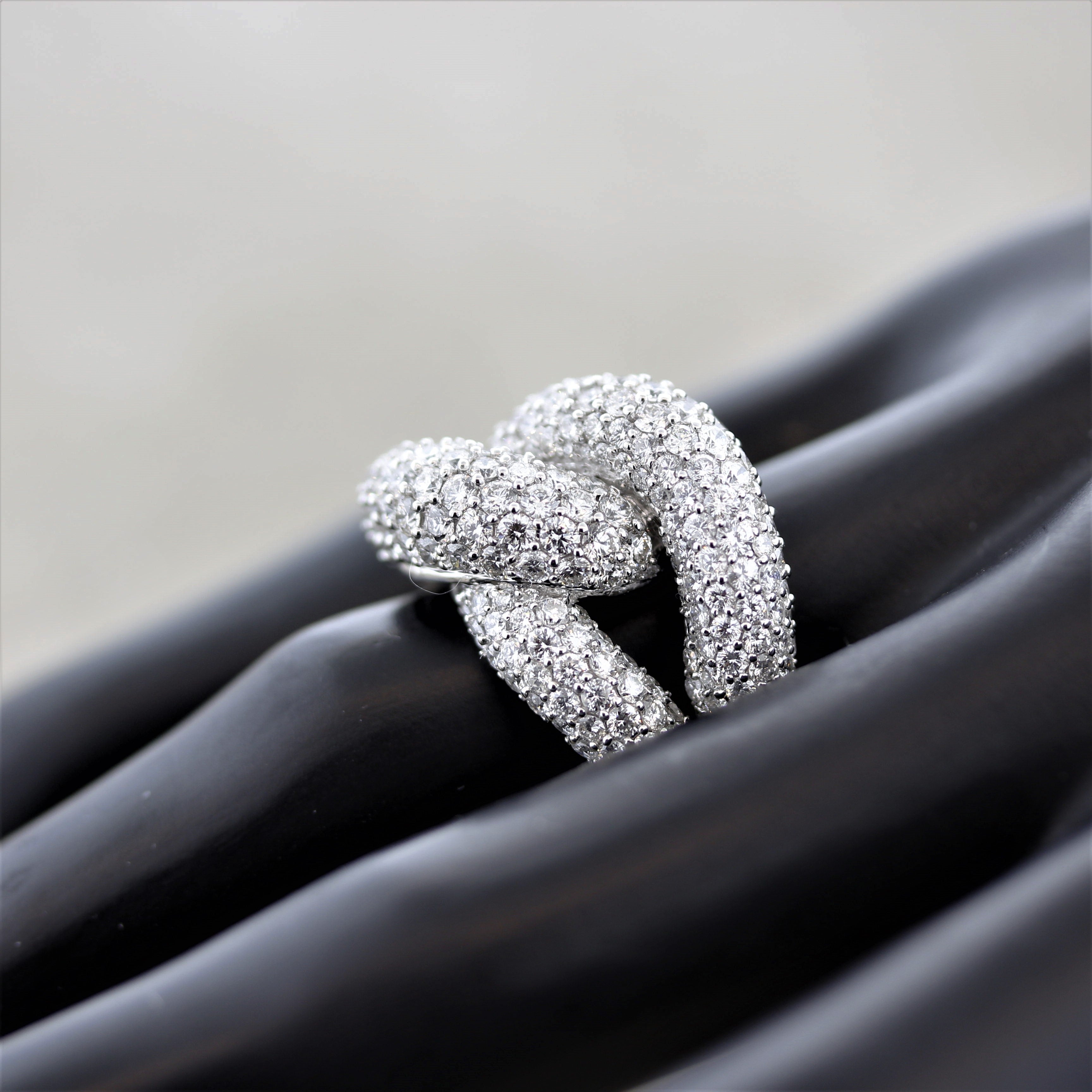 Diamond Pave Braided Gold Ring