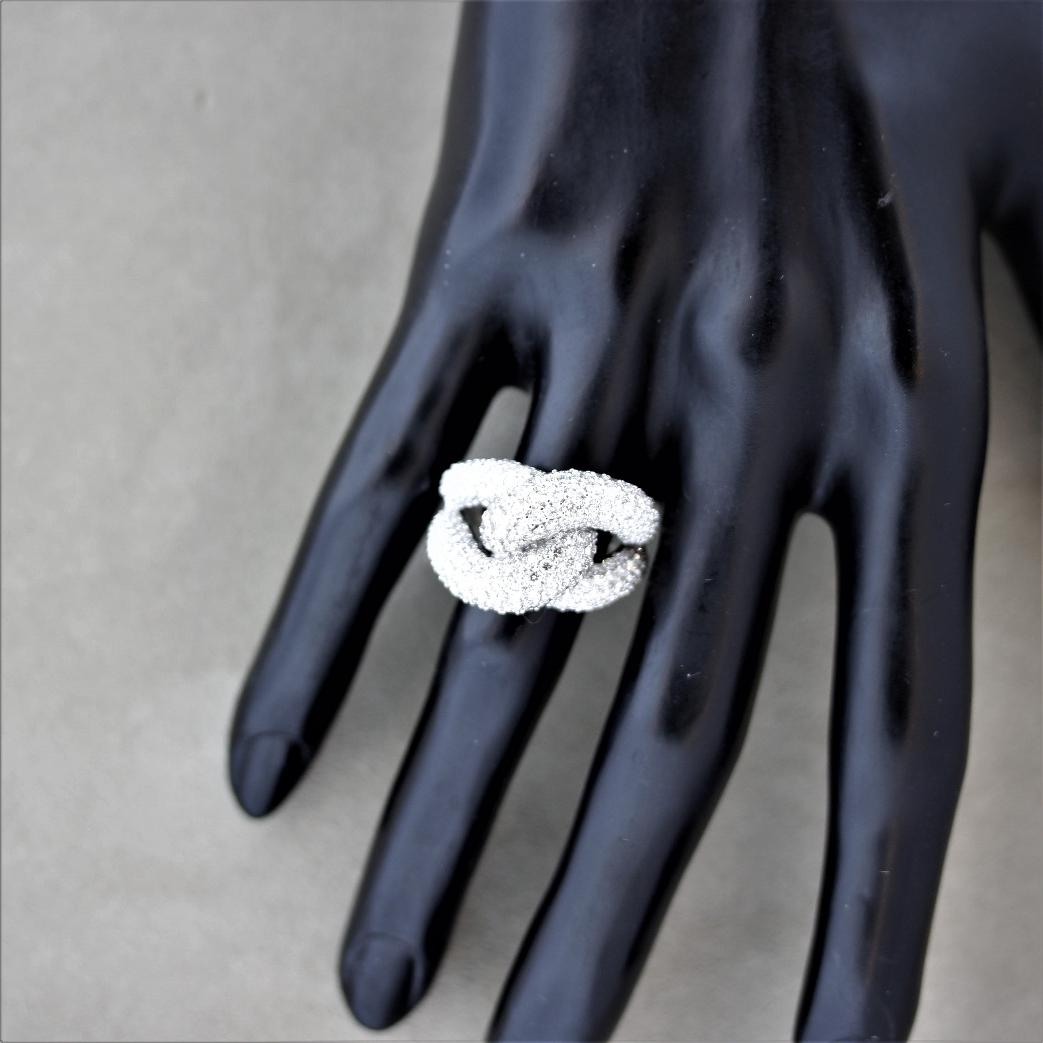 Diamond Pave Braided Gold Ring