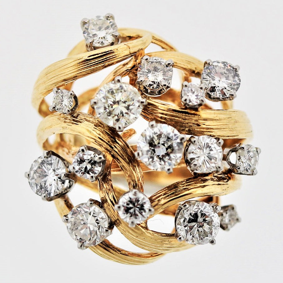 Diamond Cluster Gold Cocktail Ring