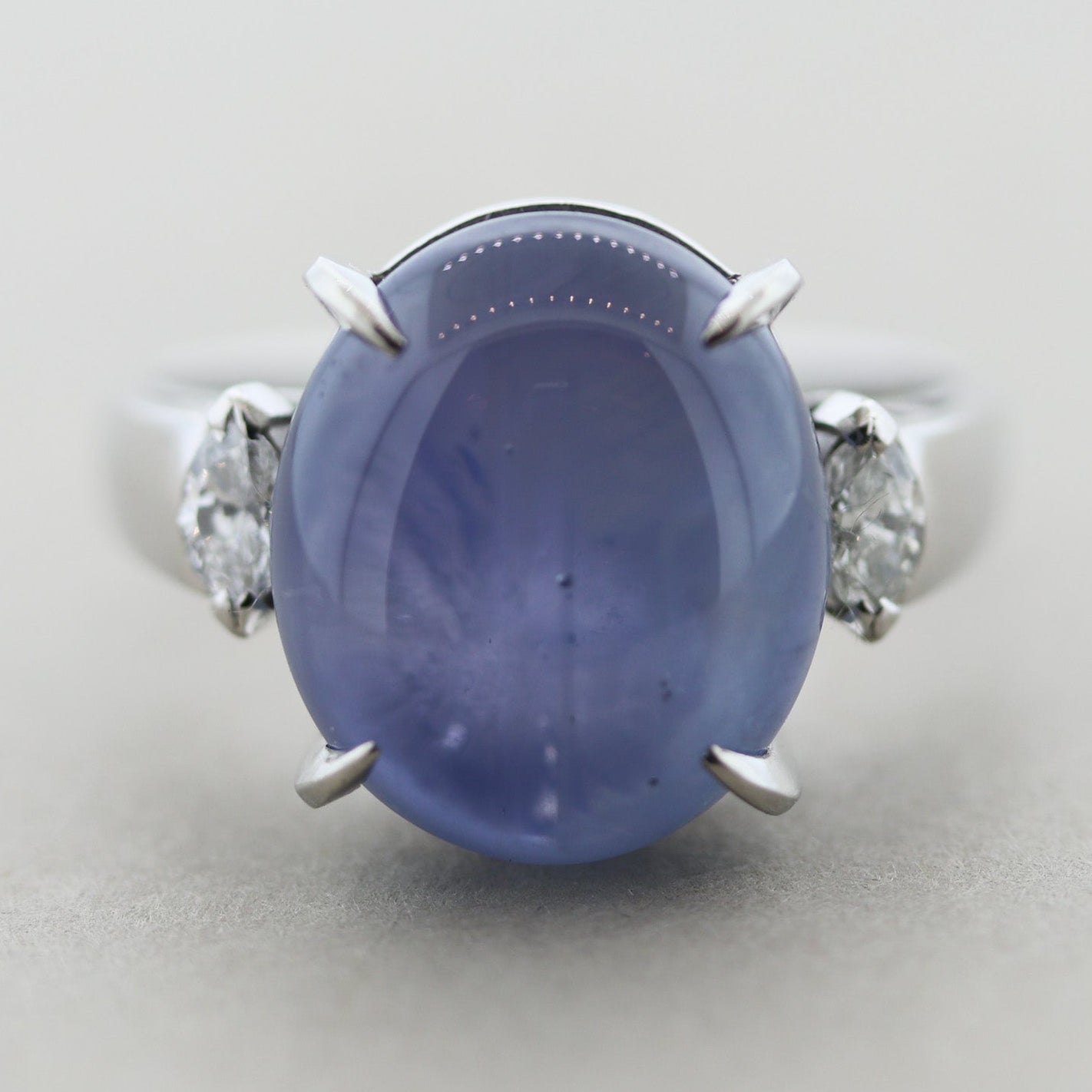 Star Sapphire Diamond Platinum Ring