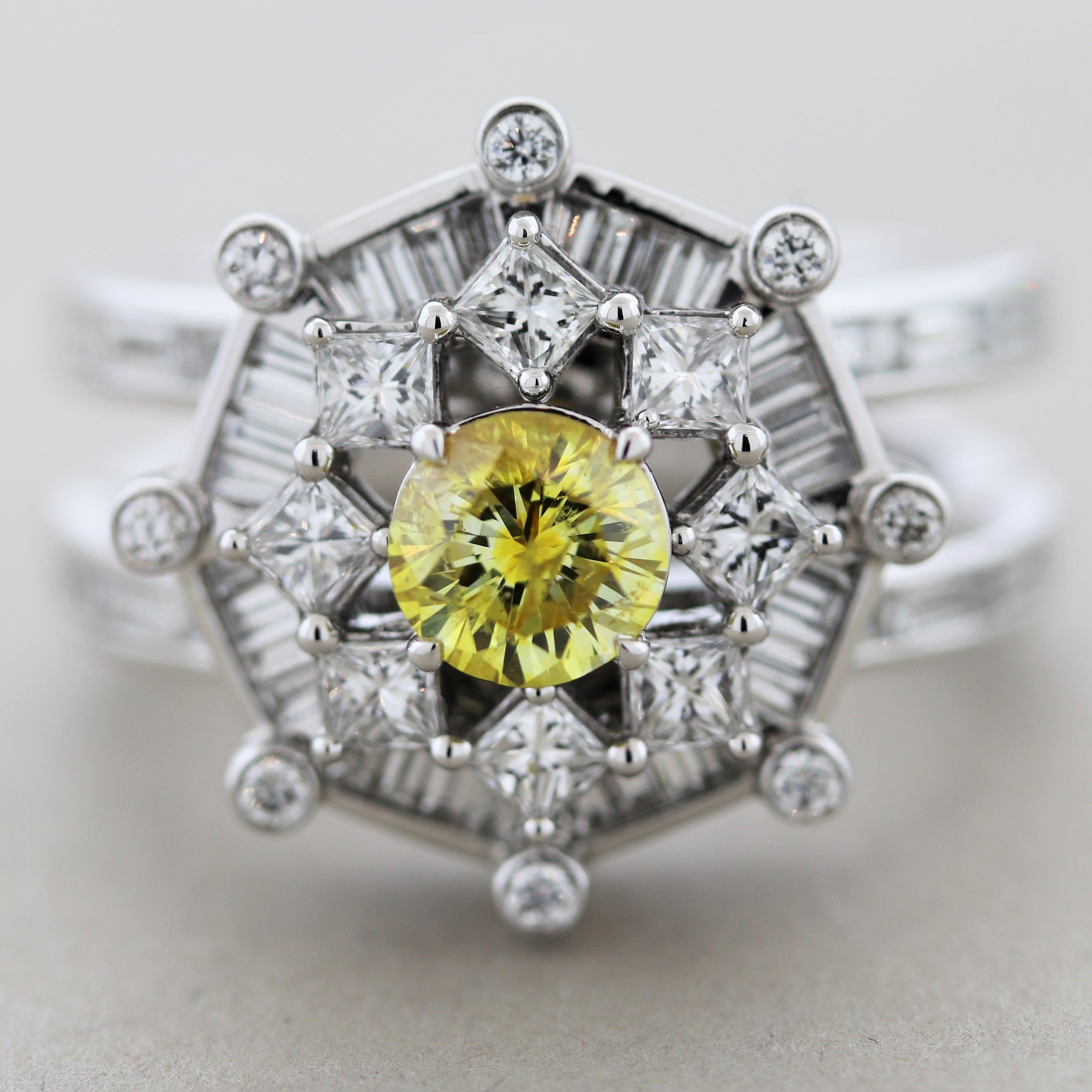 Fancy Light Yellow Diamond Platinum Engagement Ring