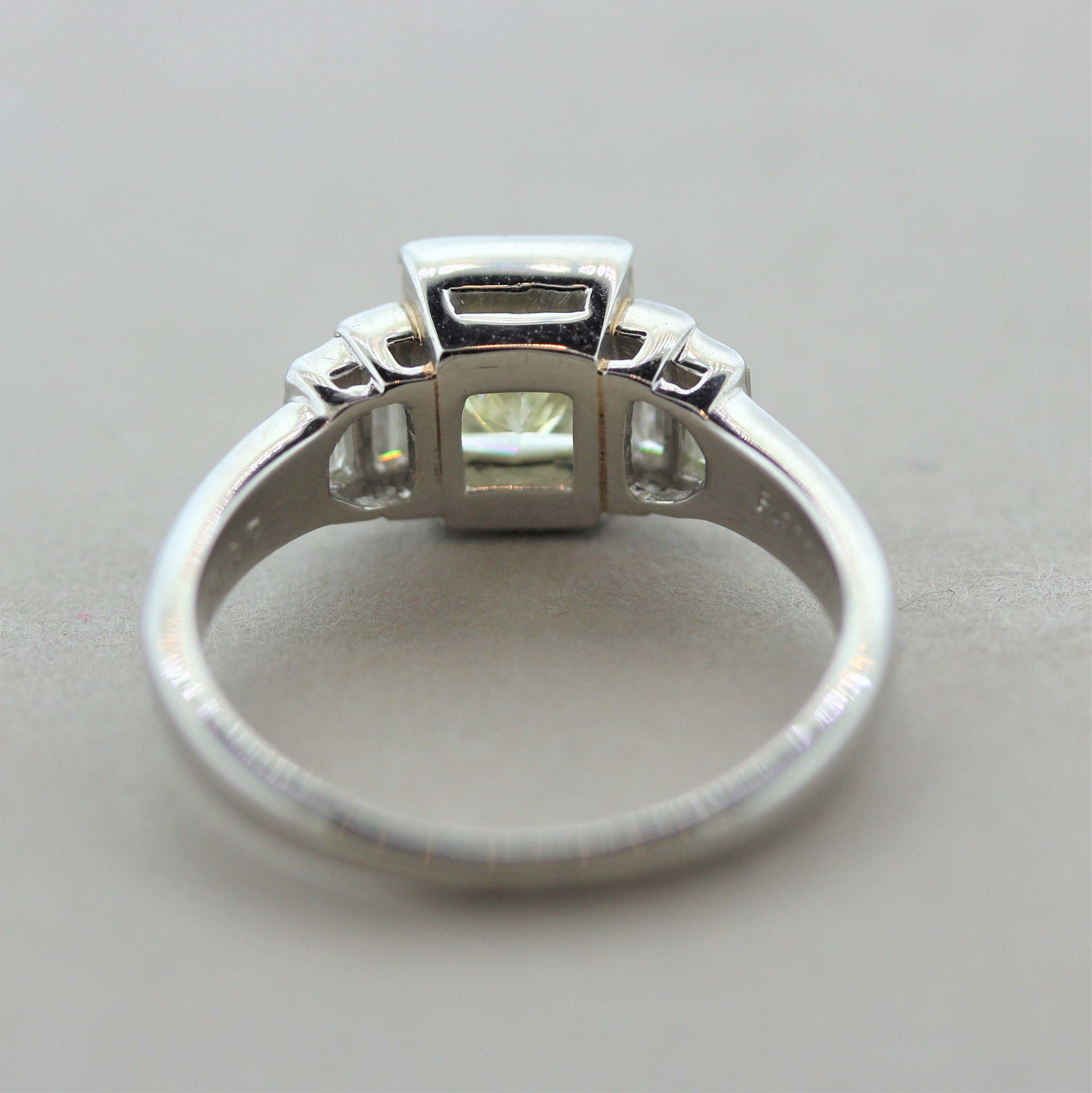 Fancy Light Yellow Diamond Platinum Engagement Ring