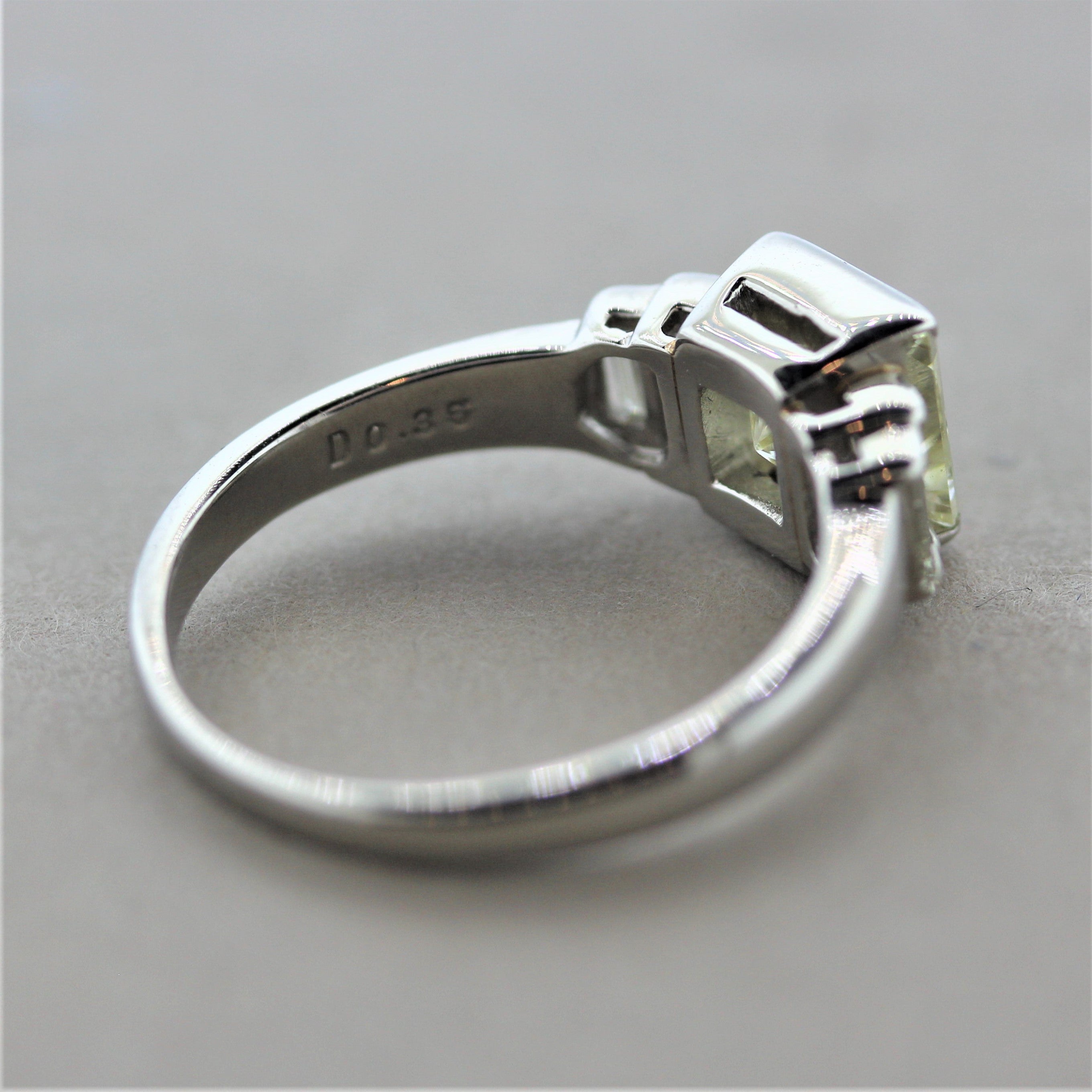 Fancy Light Yellow Diamond Platinum Engagement Ring