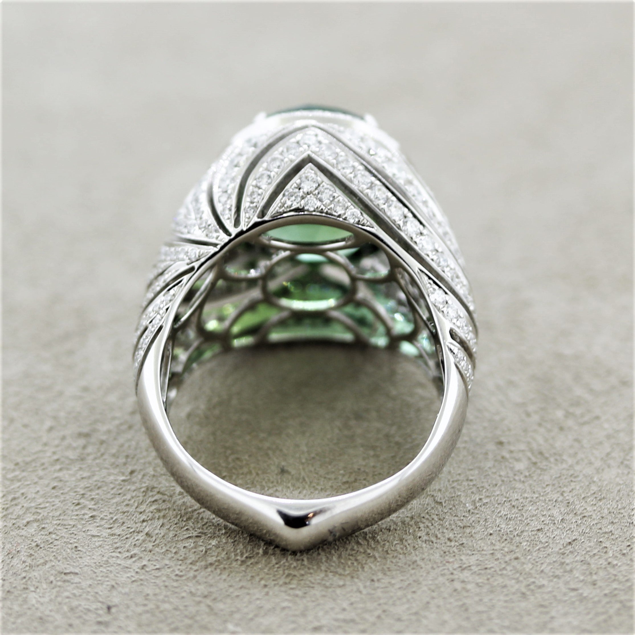 Sublime Paraiba Tourmaline Diamond Gold Domed Ring