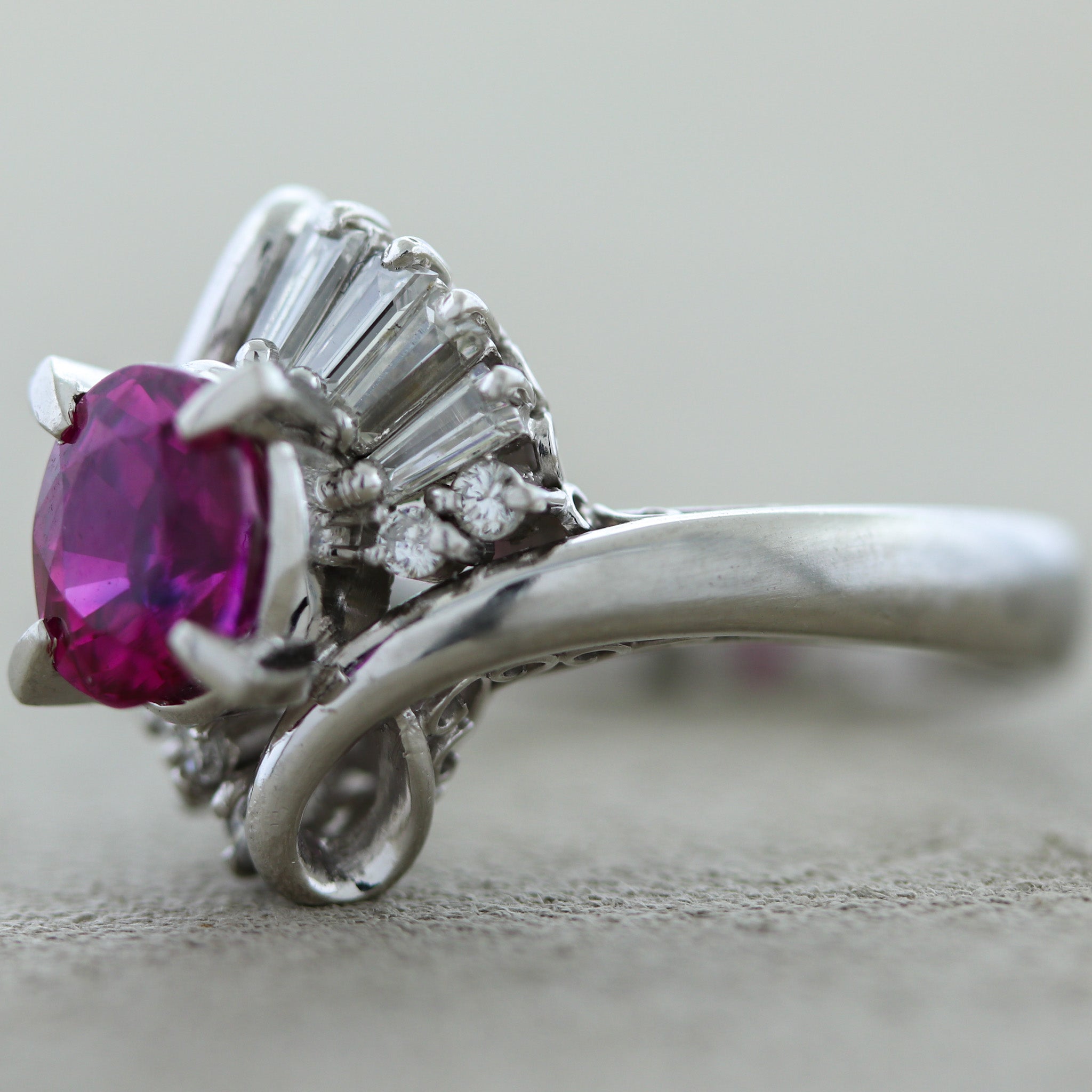 Vivid Ruby Diamond Platinum Ring, GIA Certified