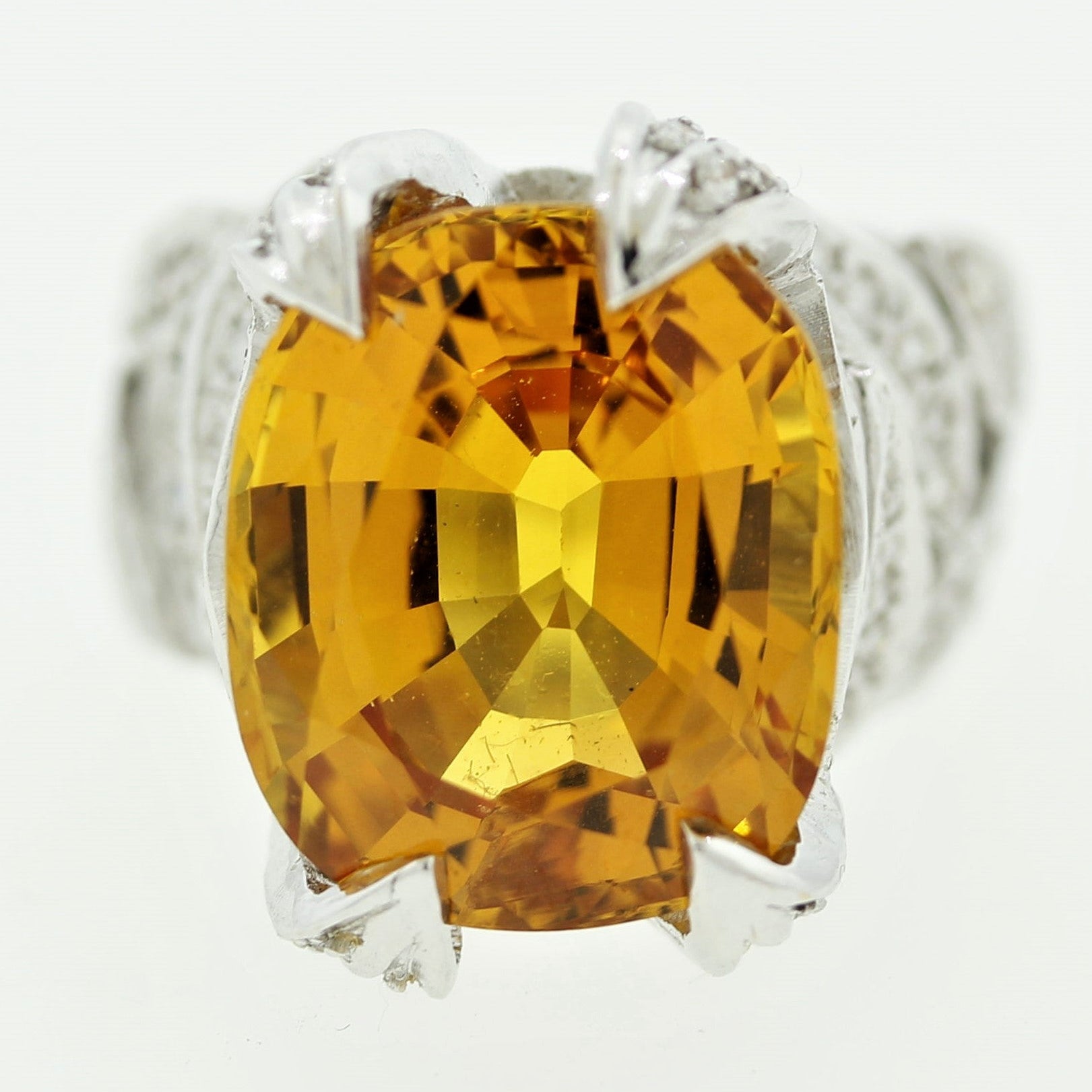 Orange Sapphire Diamond Gold Ring