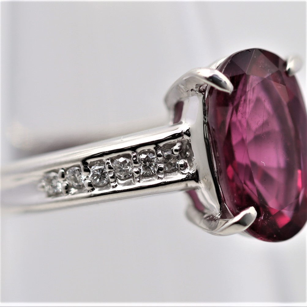 Rubellite Tourmaline Diamond Platinum Ring