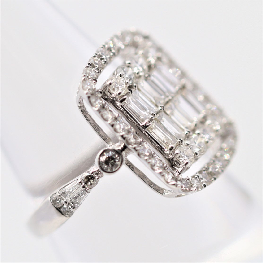 Diamond Cluster Geometric Platinum Ring