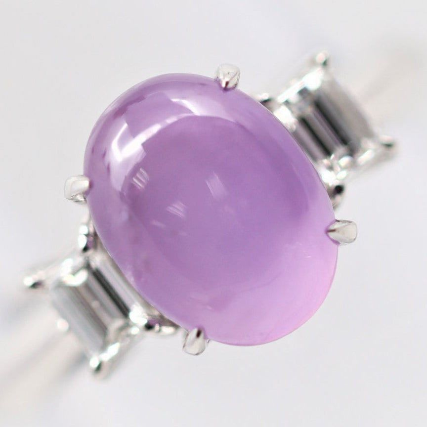 Pink Star Sapphire Diamond Platinum Ring