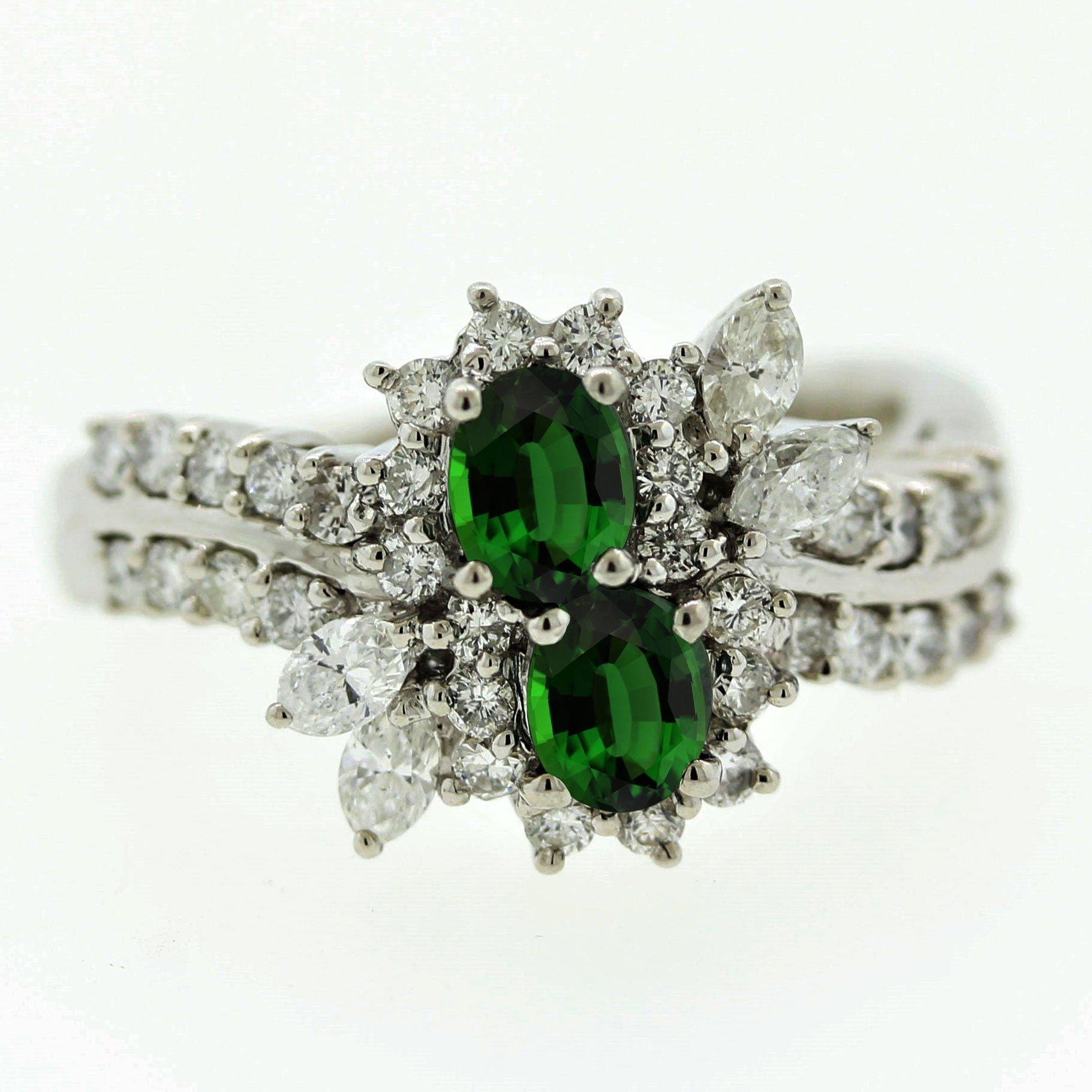 Tsavorite Garnet Diamond Platinum Ring