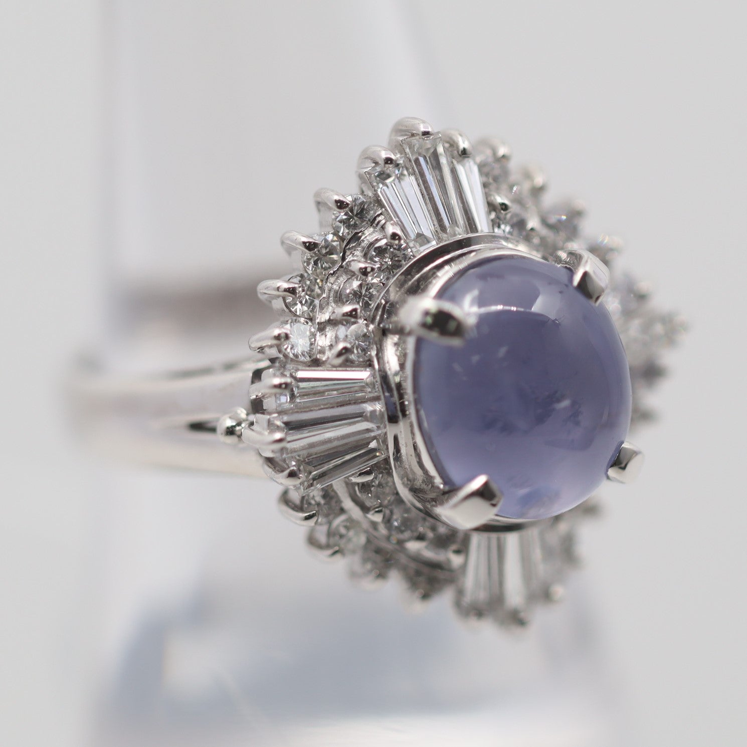 Lavender Star Sapphire Diamond Platinum Ring