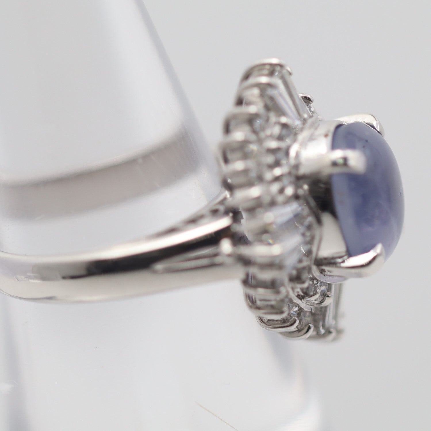 Lavender Star Sapphire Diamond Platinum Ring