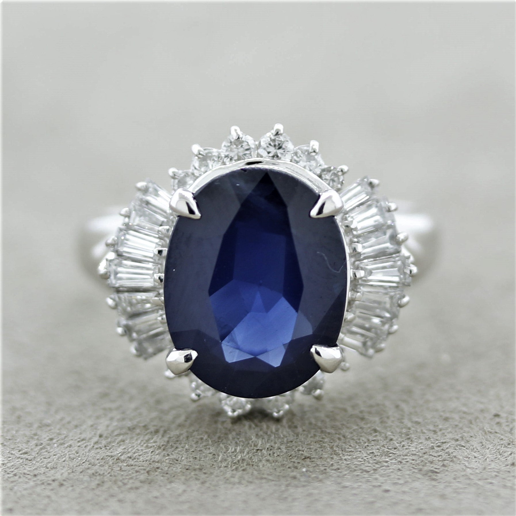 Midnight Blue Sapphire Diamond Platinum Ring