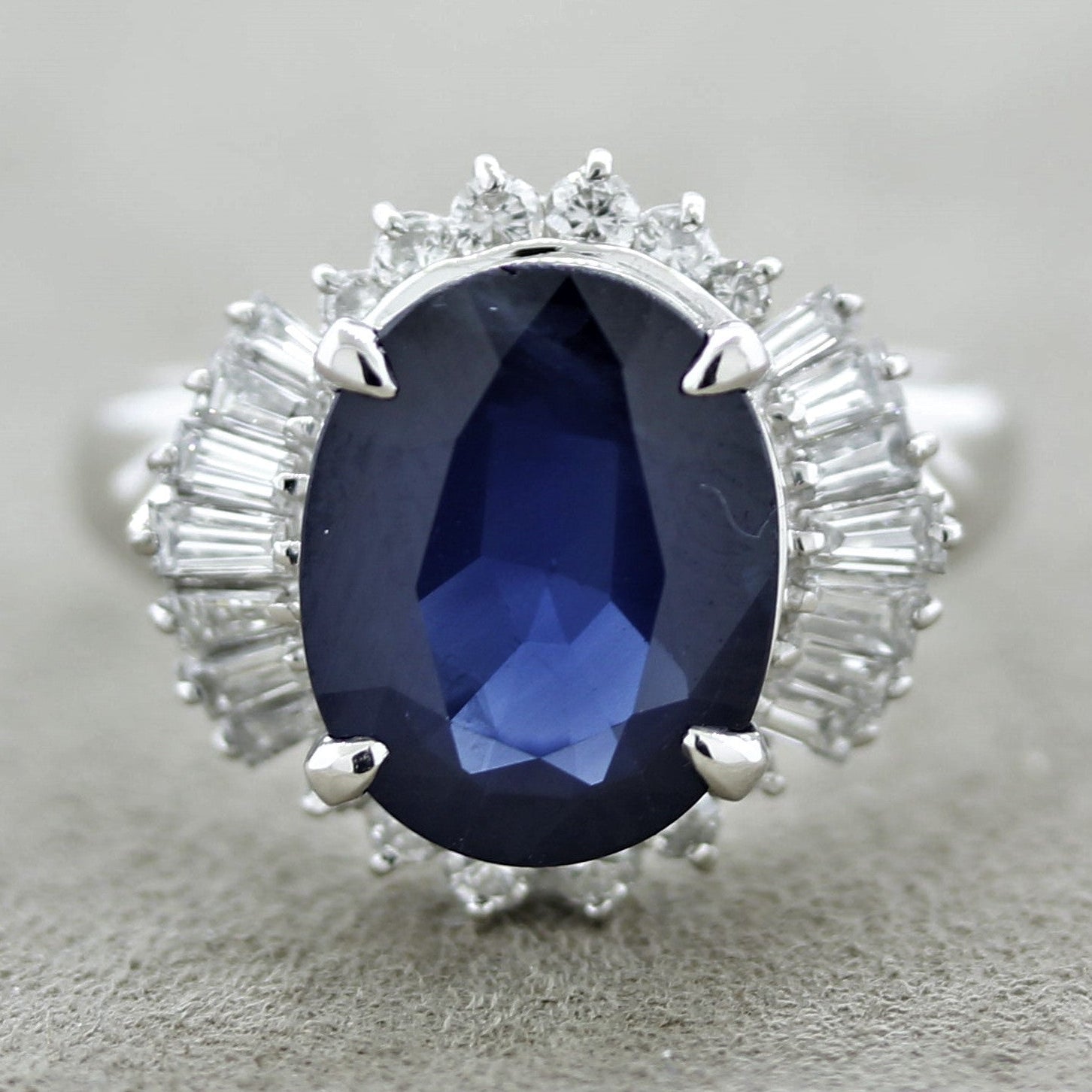 Midnight Blue Sapphire Diamond Platinum Ring