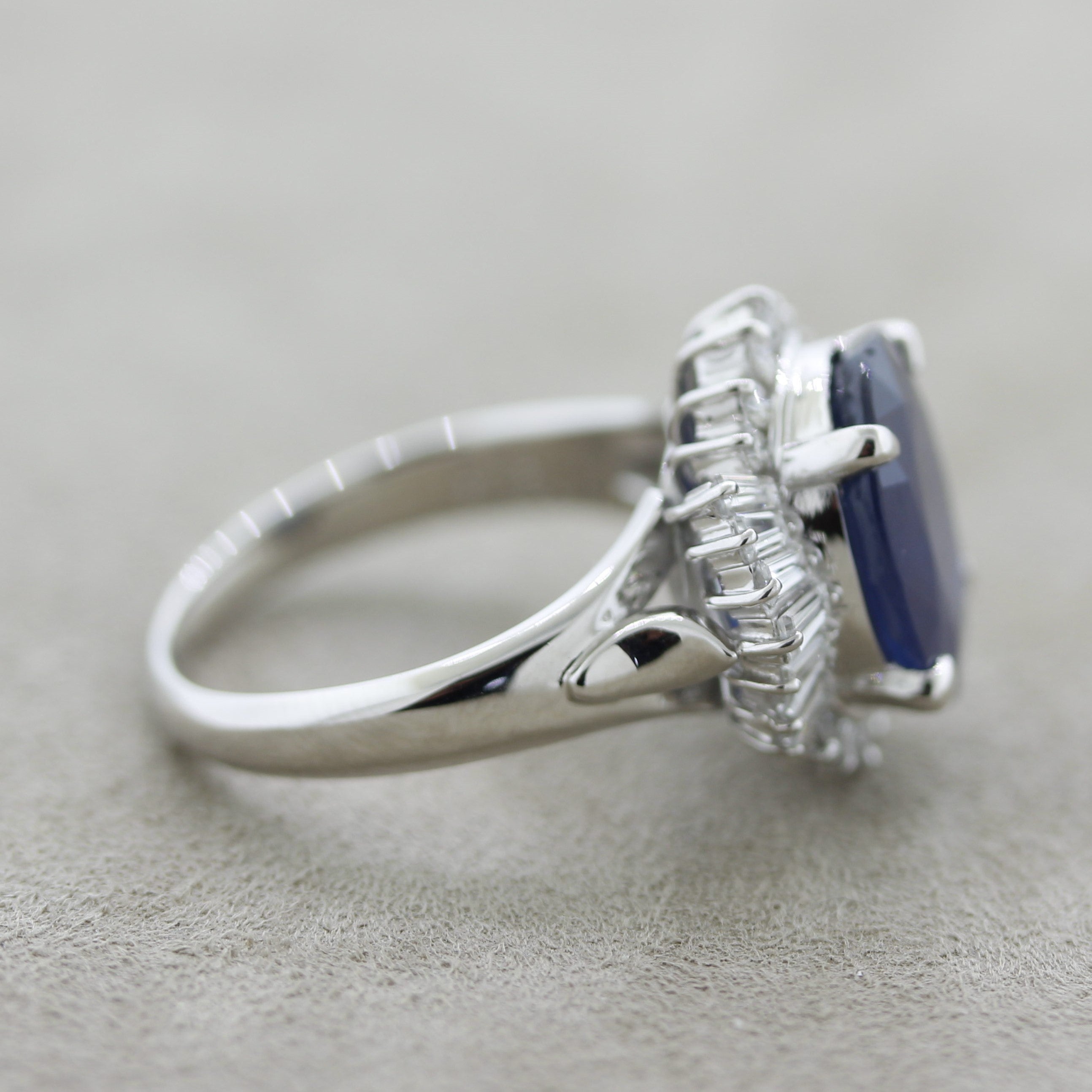 Midnight Blue Sapphire Diamond Platinum Ring