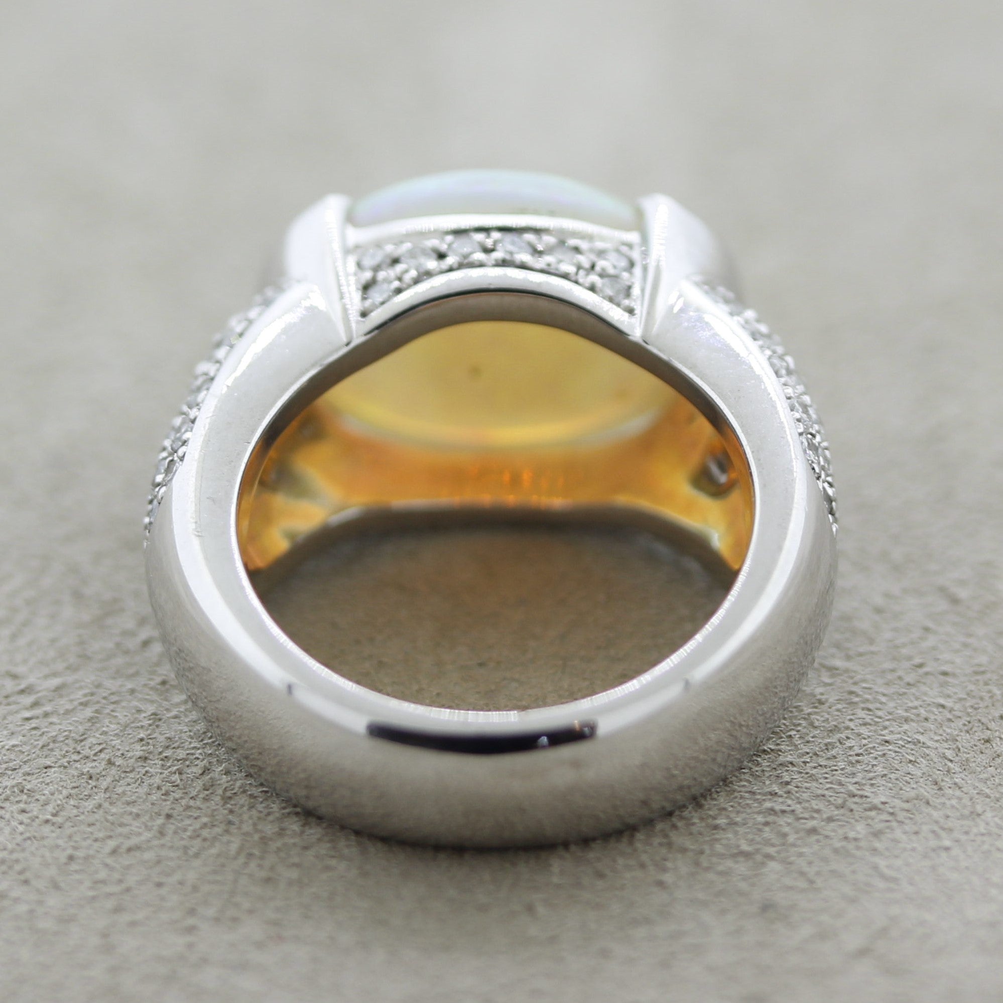 Australian Opal Diamond Platinum Ring