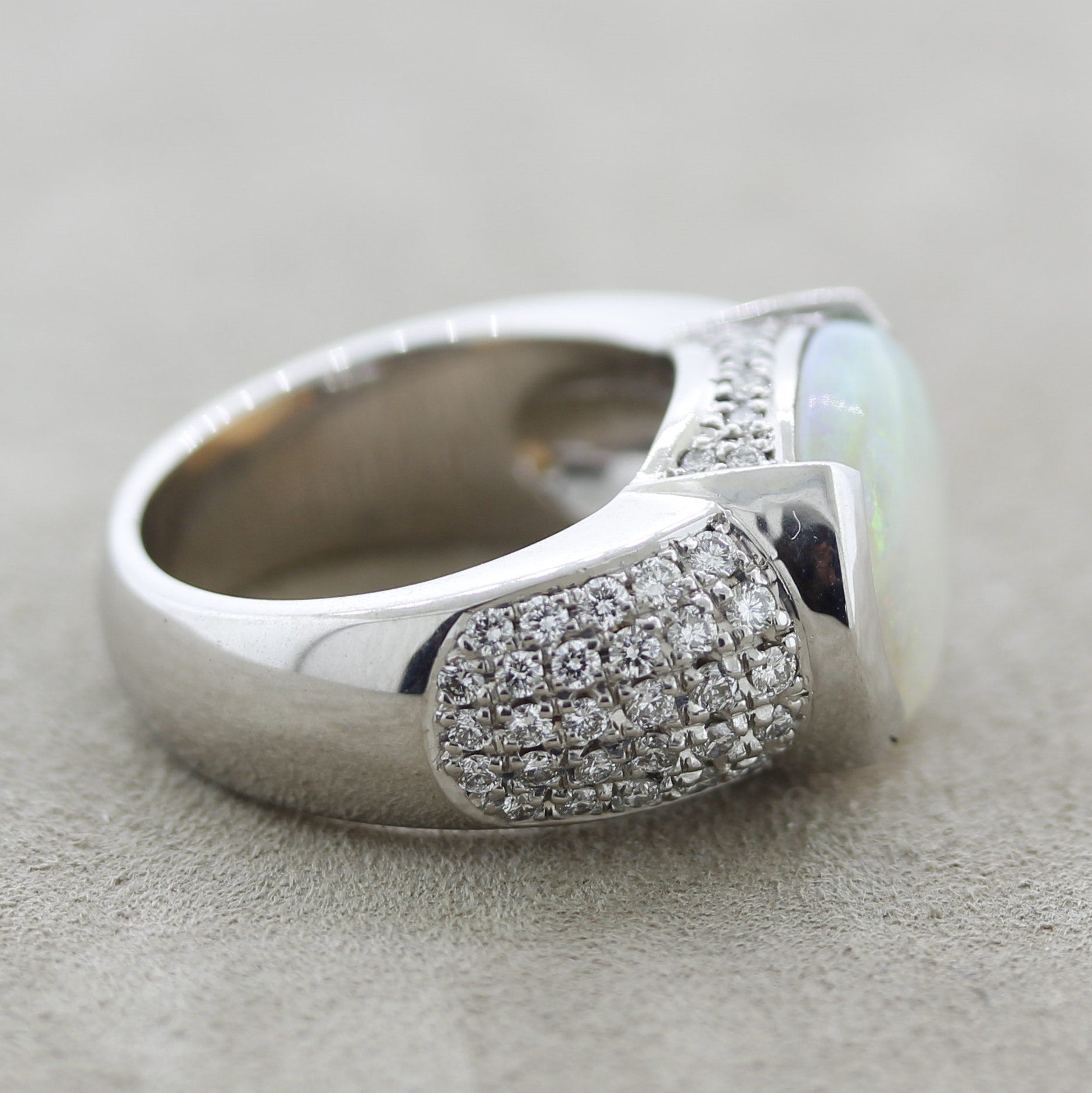 Australian Opal Diamond Platinum Ring