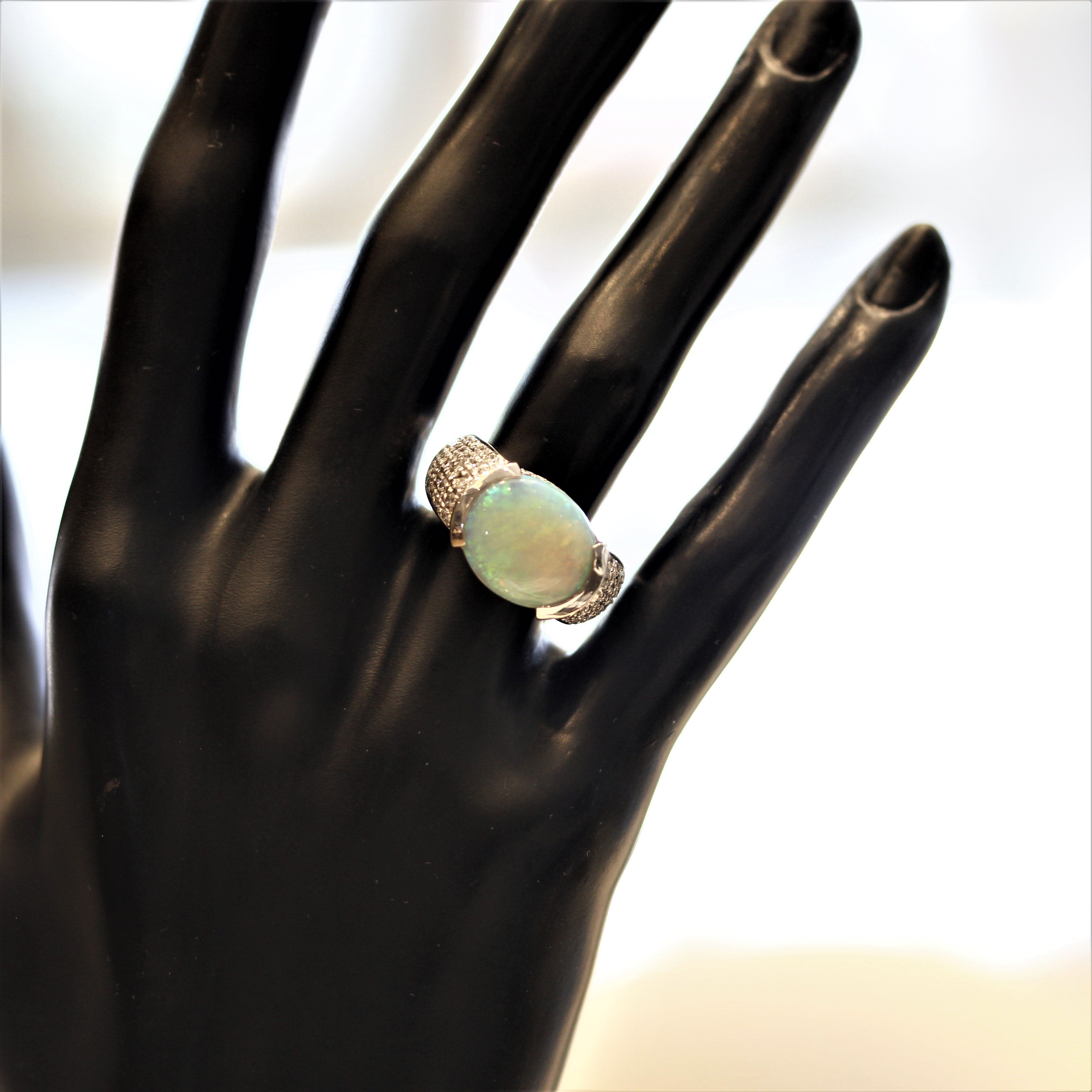 Australian Opal Diamond Platinum Ring