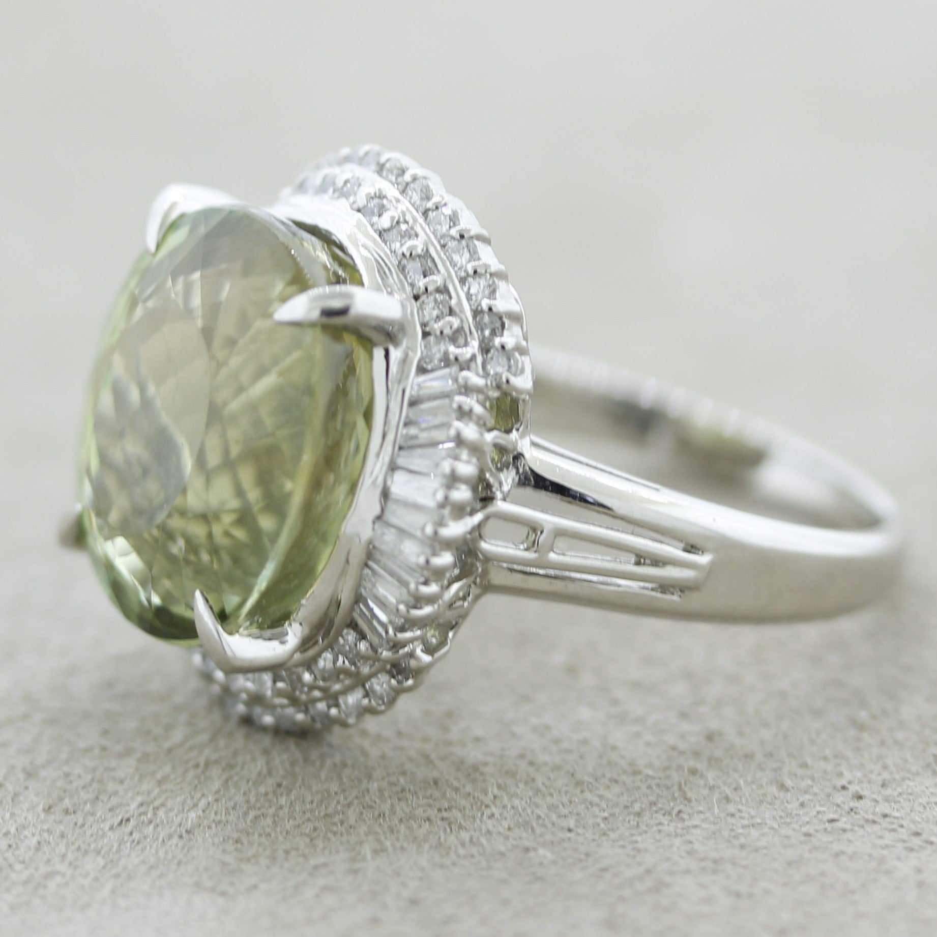 Green Tourmaline Diamond Platinum Ring