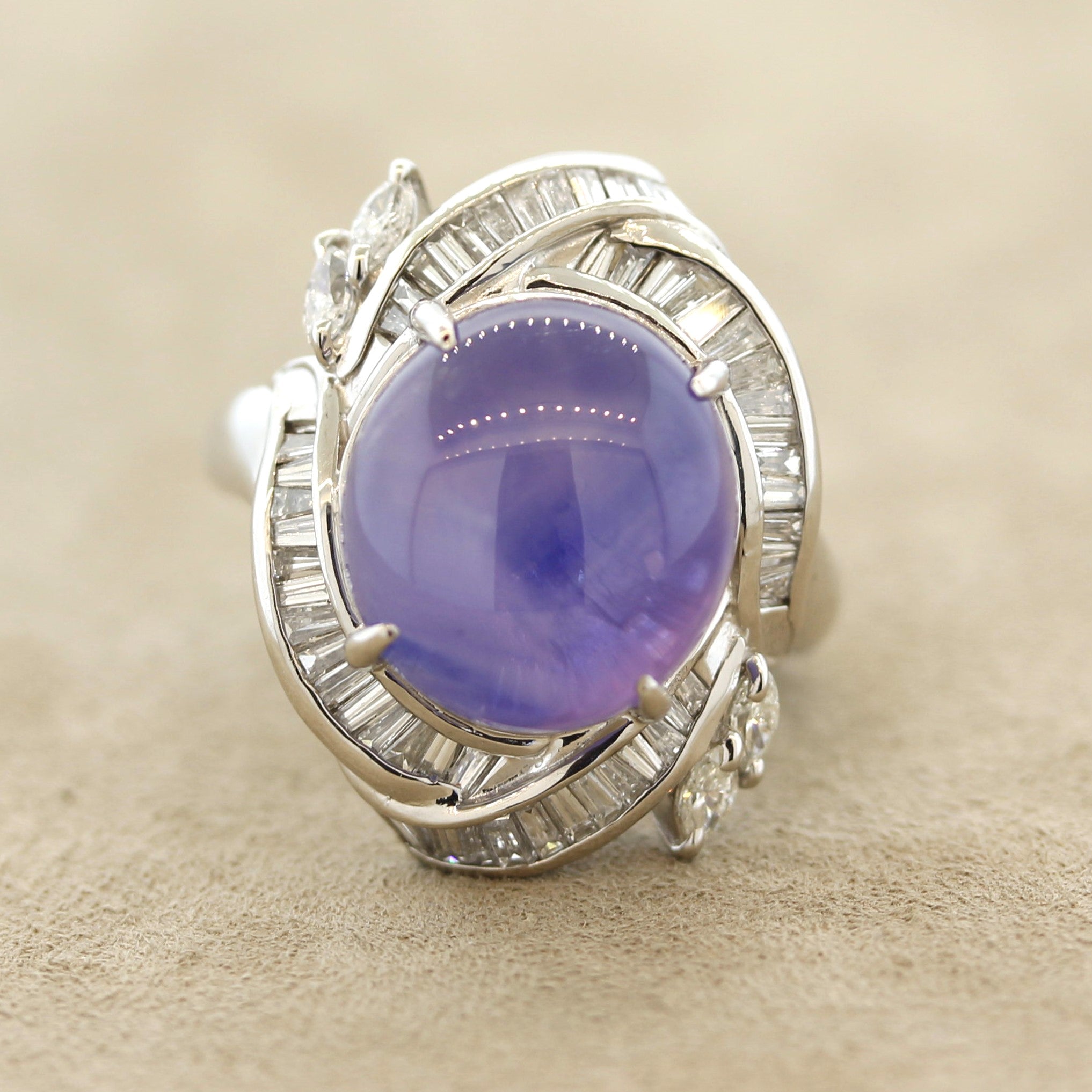Star Sapphire Diamond Platinum Ring
