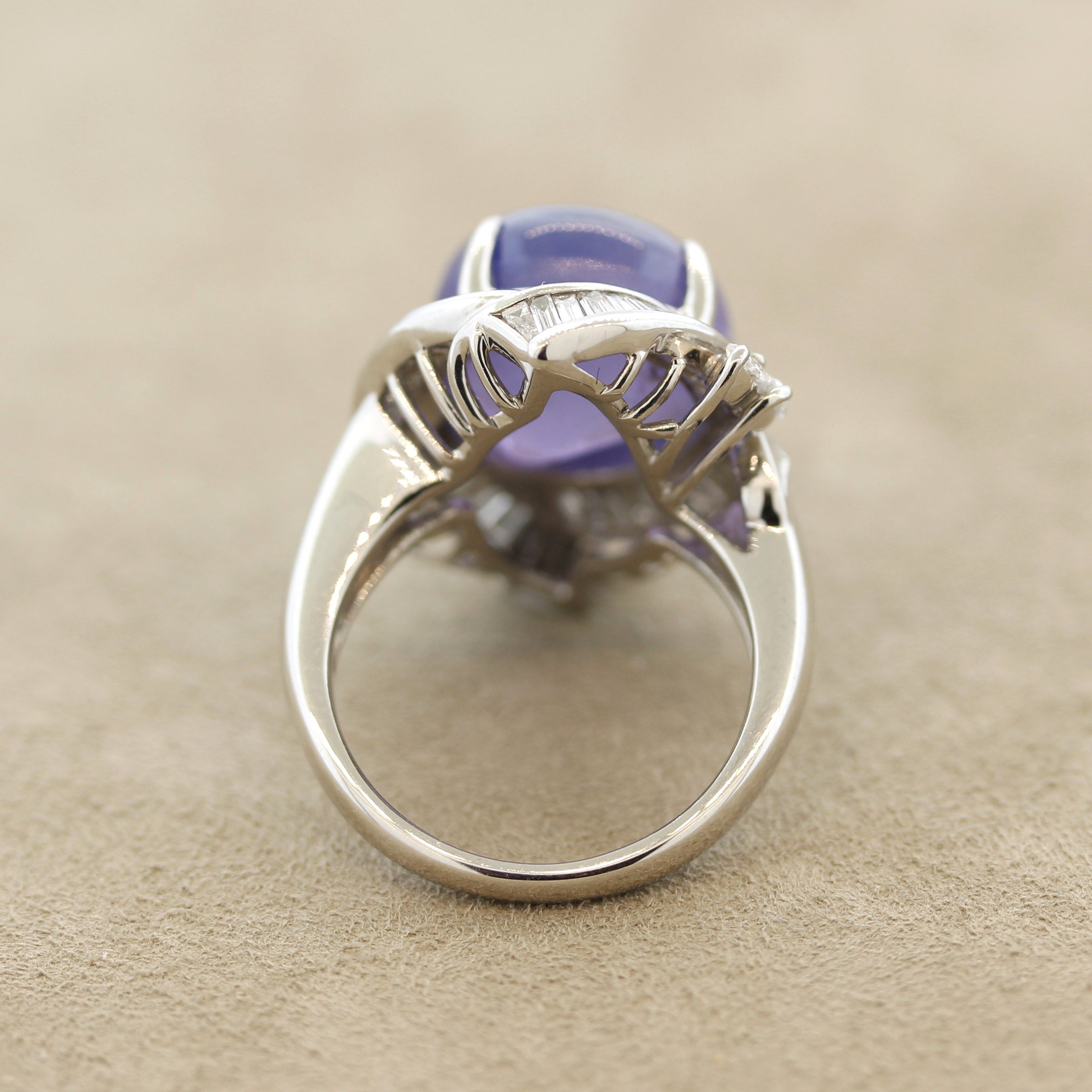 Star Sapphire Diamond Platinum Ring