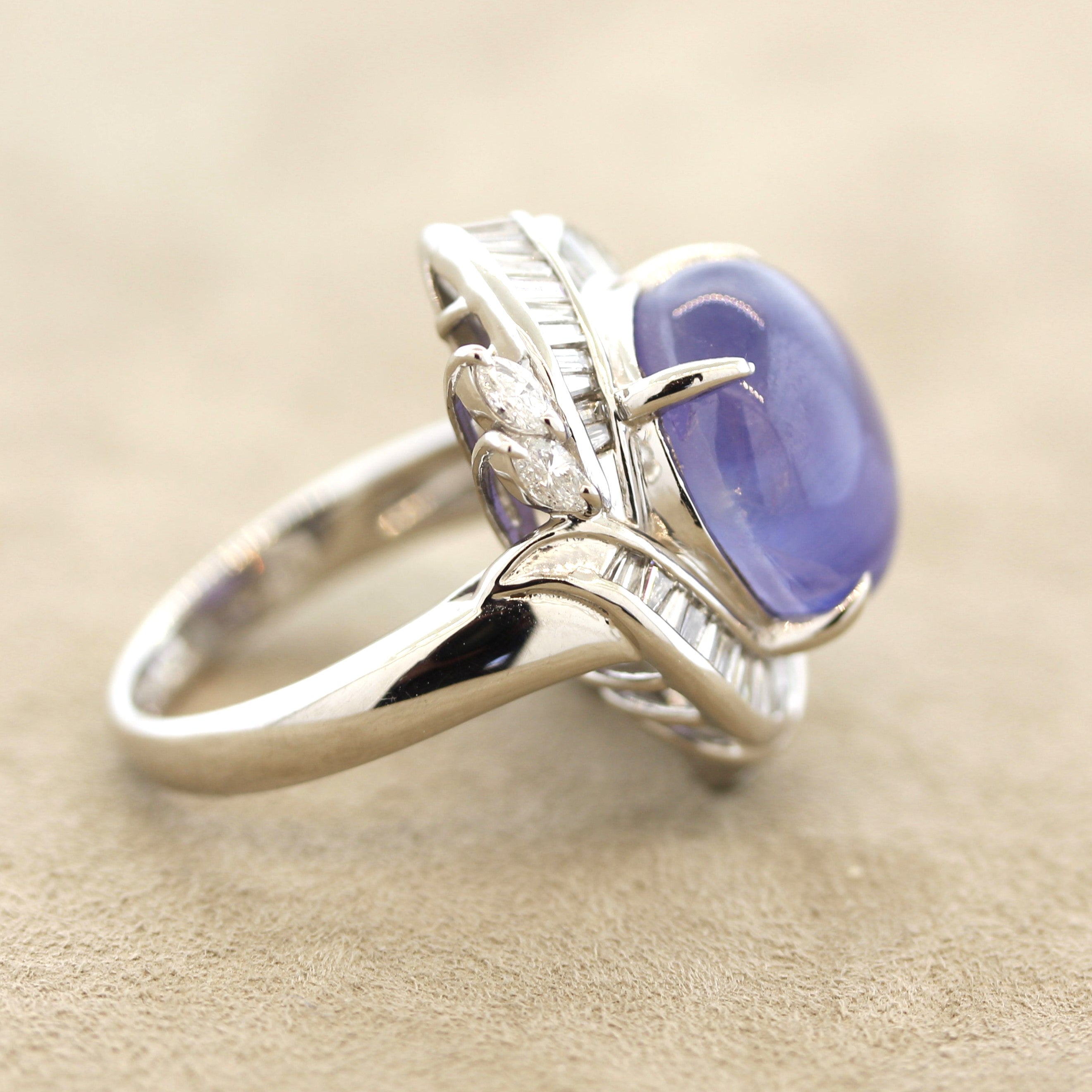 Star Sapphire Diamond Platinum Ring
