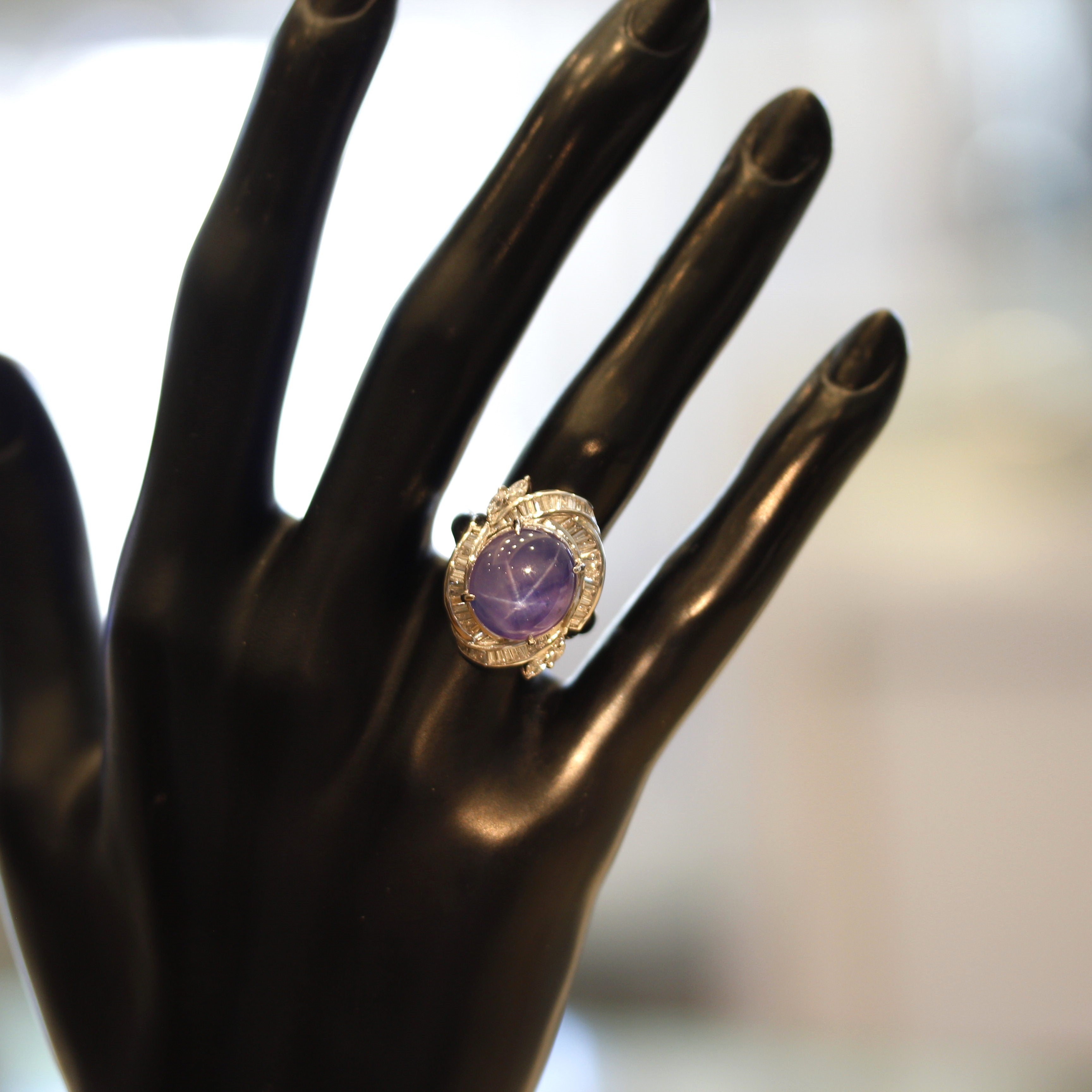 Star Sapphire Diamond Platinum Ring