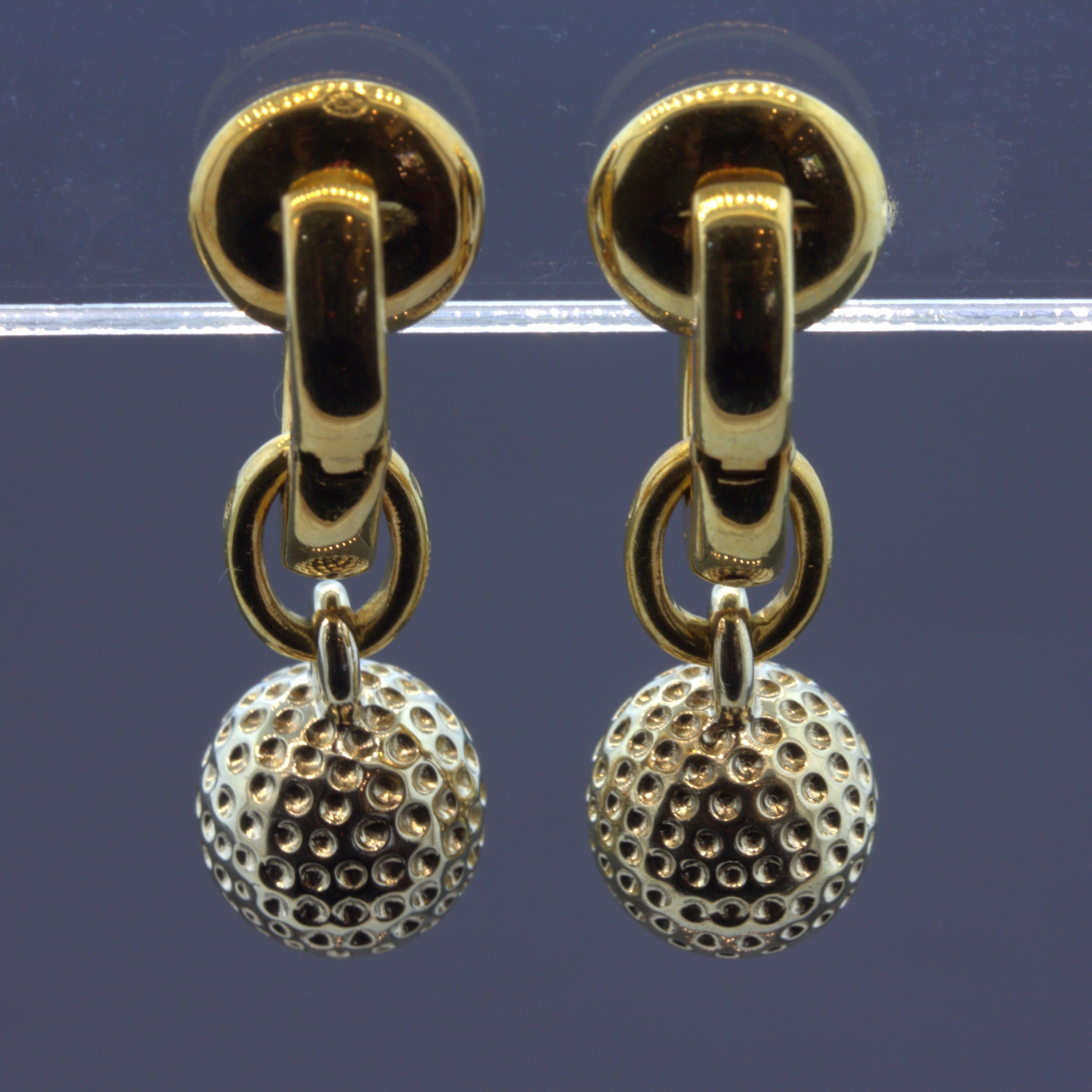 Pomellato 18k Yellow Gold Huggie Drop Ball Earrings