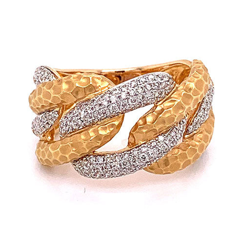 Modern Diamond Gold Link Ring-Band