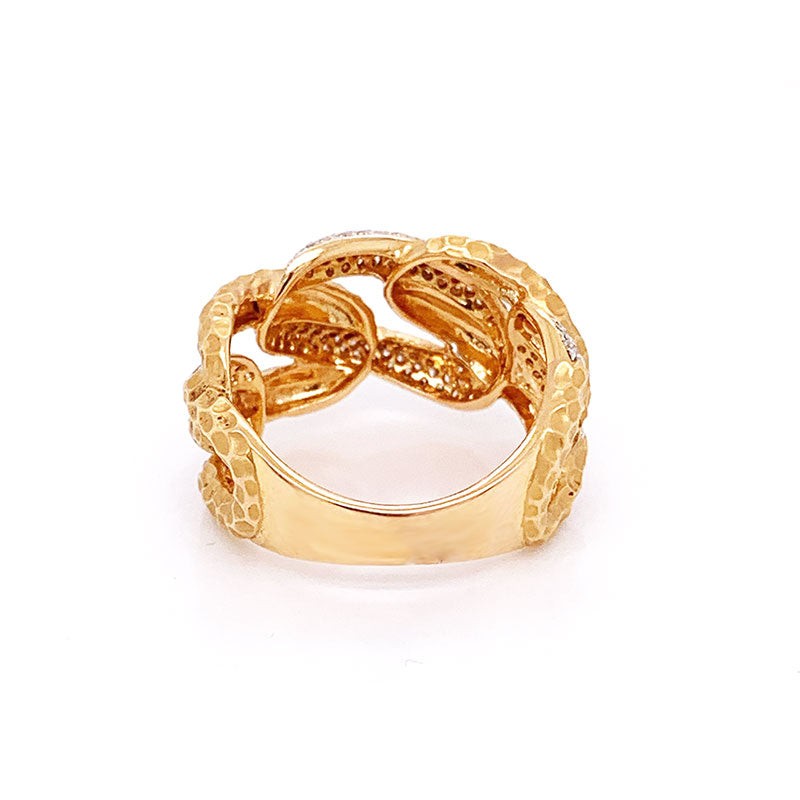 Modern Diamond Gold Link Ring-Band