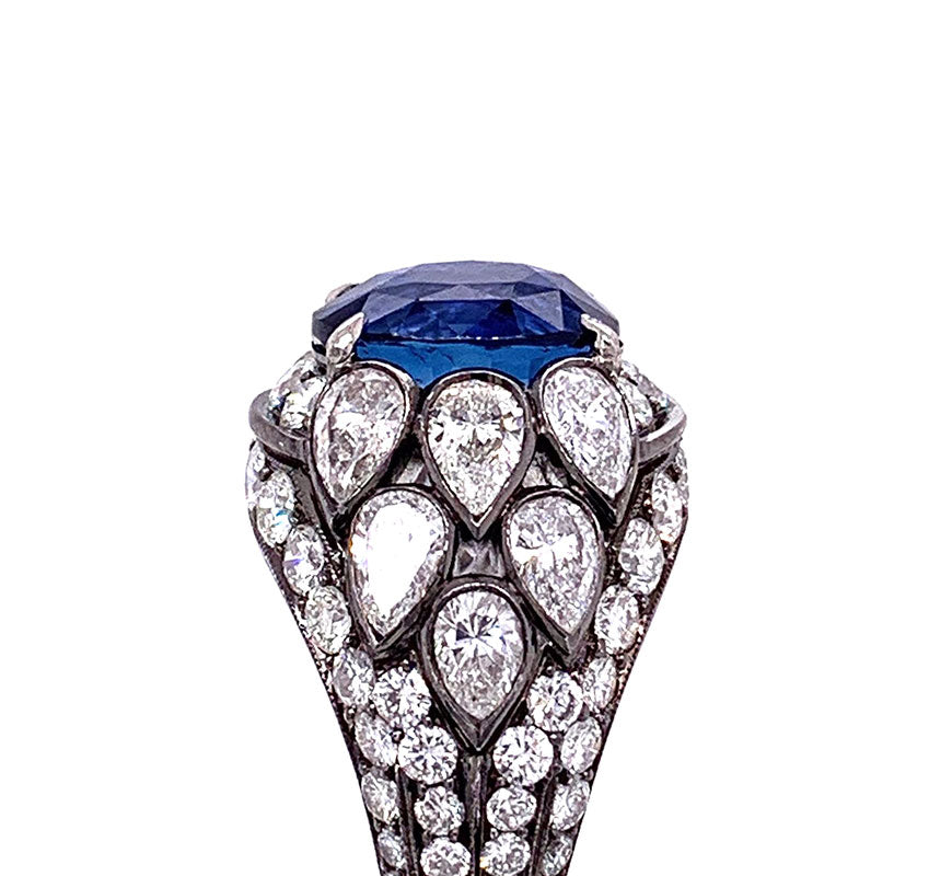Gem Ceylon Sapphire Diamond Gold Ring, GIA Certified