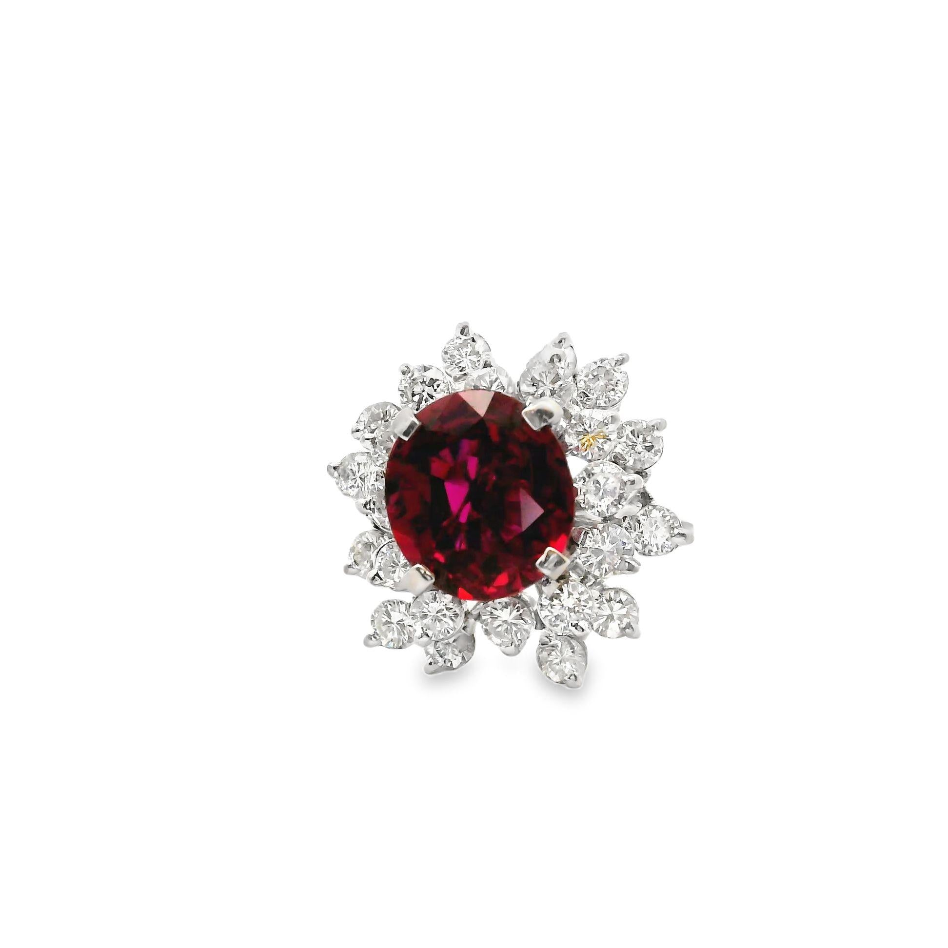 2.77 Carat Thai No-Heat Ruby Diamond White Gold Ring, GIA Certified