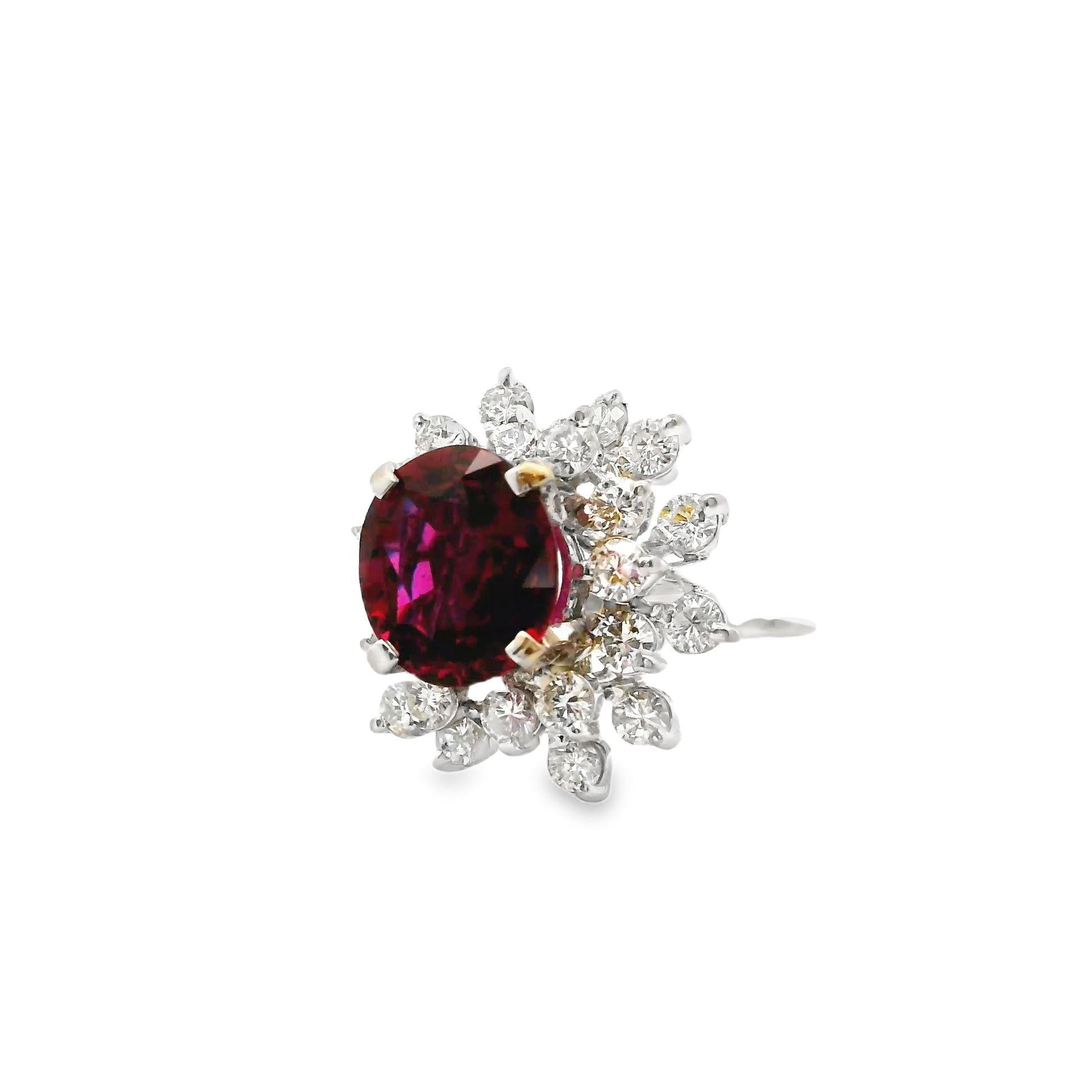 2.77 Carat Thai No-Heat Ruby Diamond White Gold Ring, GIA Certified