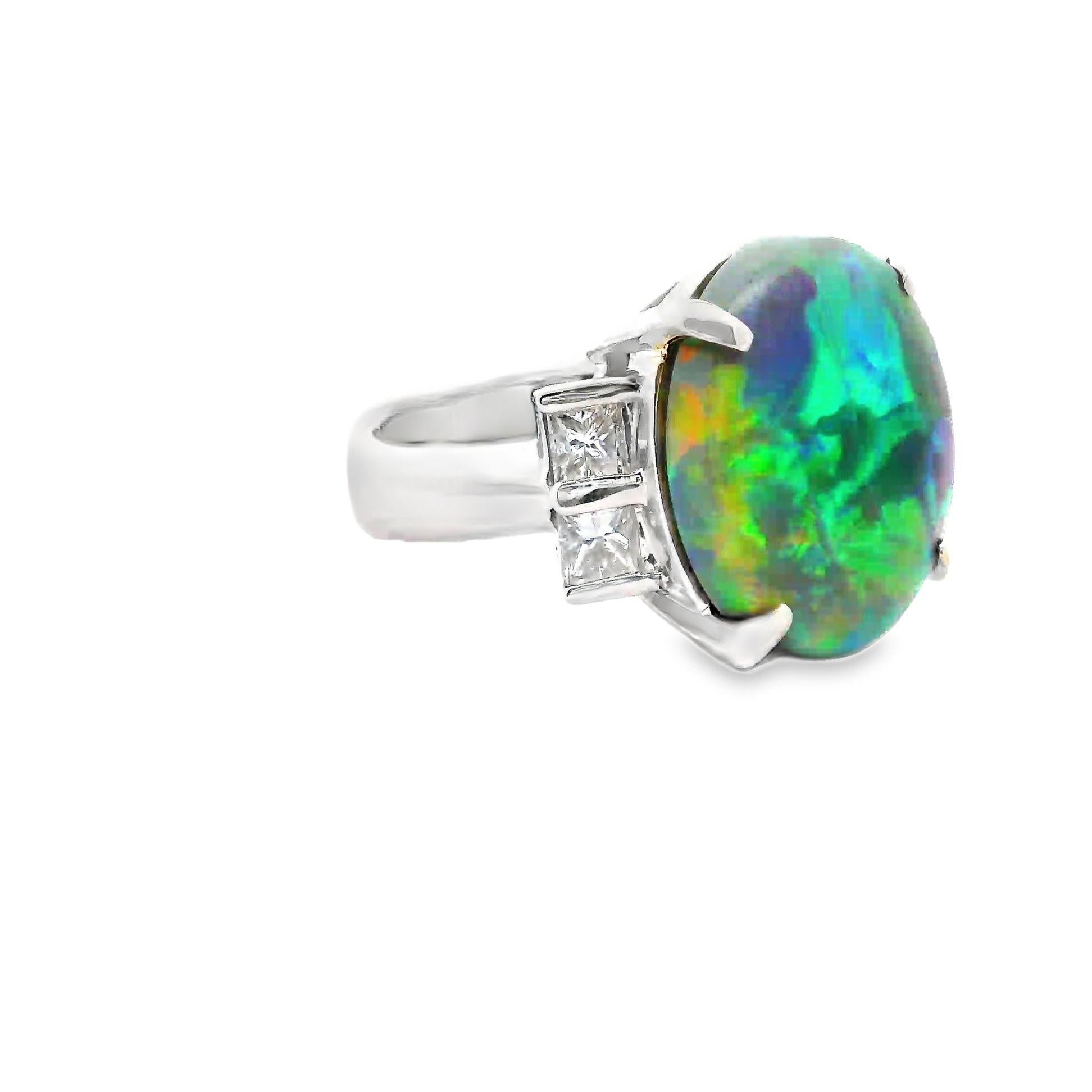 8.62 Carat Australian Opal Diamond Platinum Ring