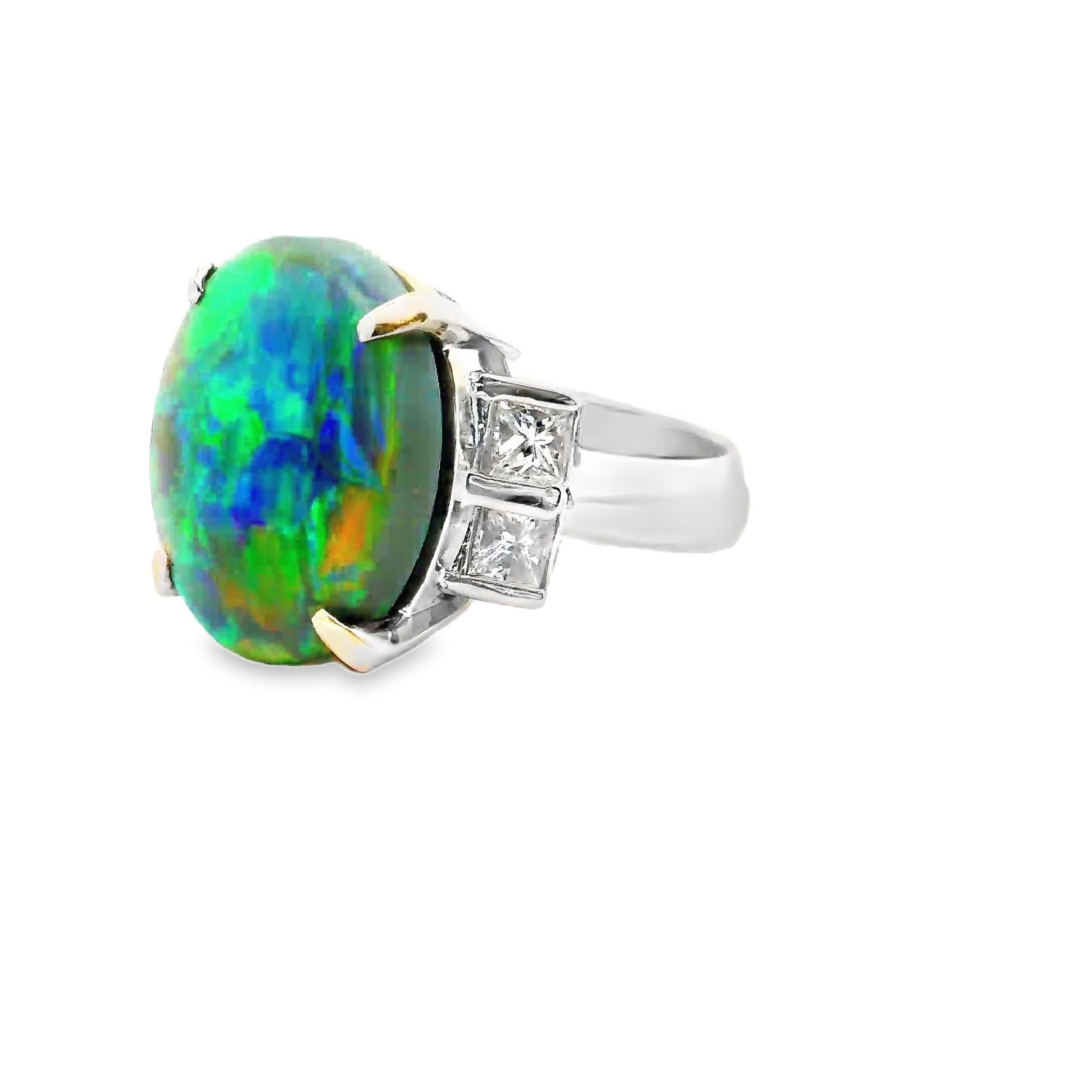 8.62 Carat Australian Opal Diamond Platinum Ring