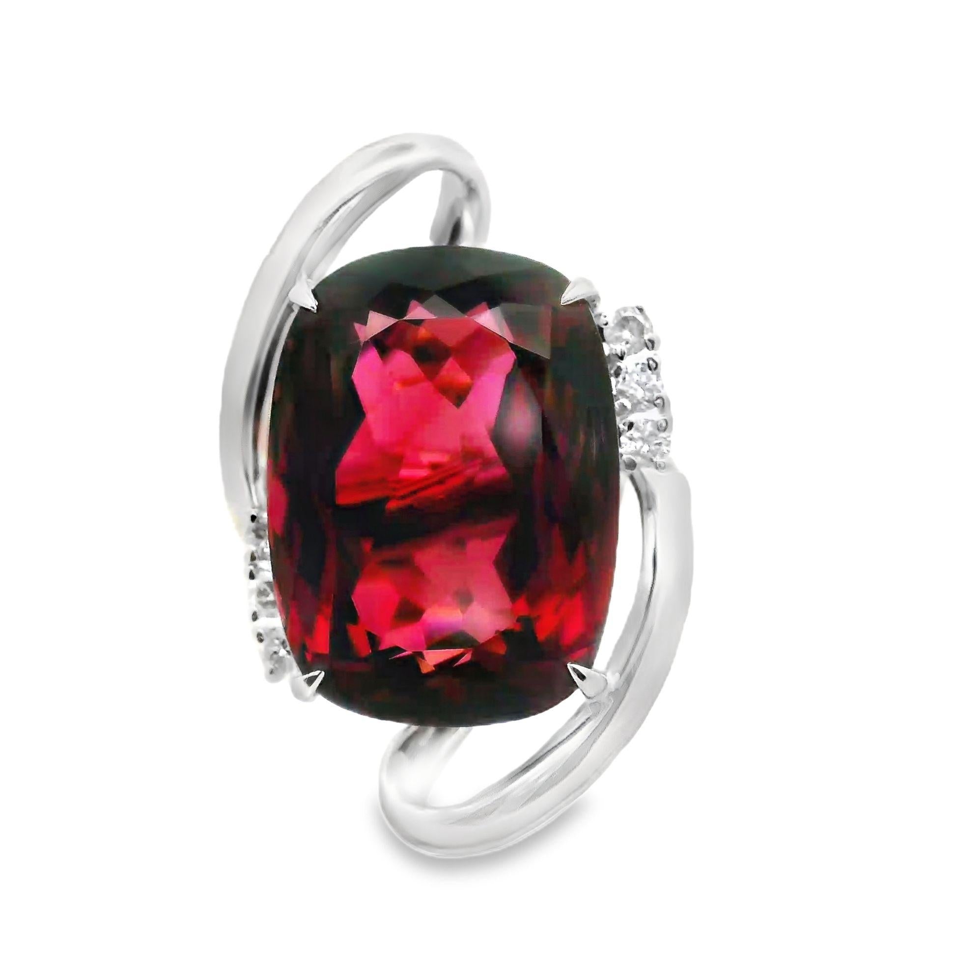 31.41 Carat Pink Tourmaline Diamond Platinum Cocktail Ring