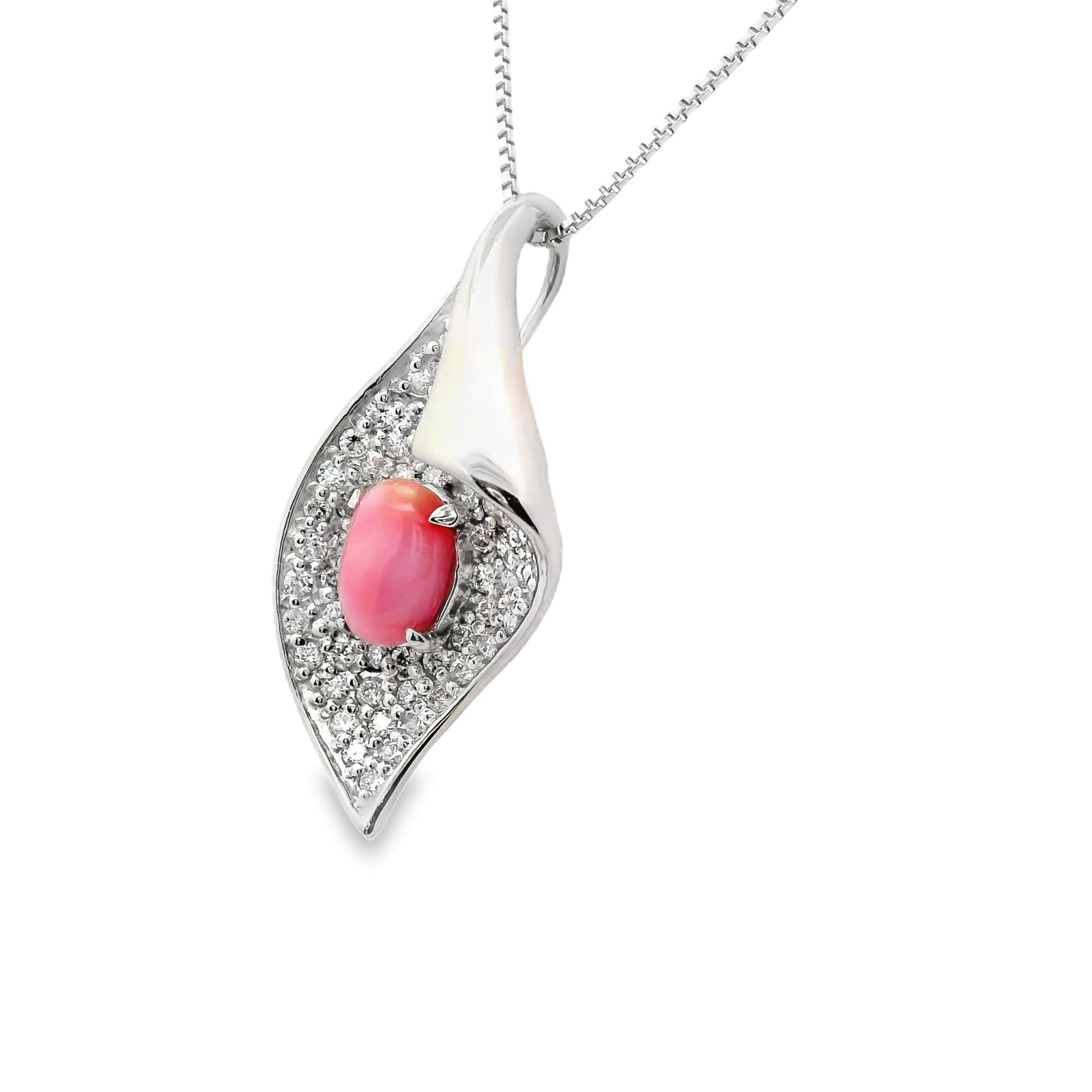 Conch Pearl Diamond Platinum Pendant