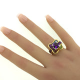 Bellarri Amethyst Diamond Multi-Color Gemstone 18K Yellow Gold Ring