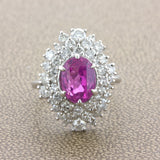 4.25 Carat “Barbie Pink” Sapphire Diamond Platinum Ring, GIA Certified