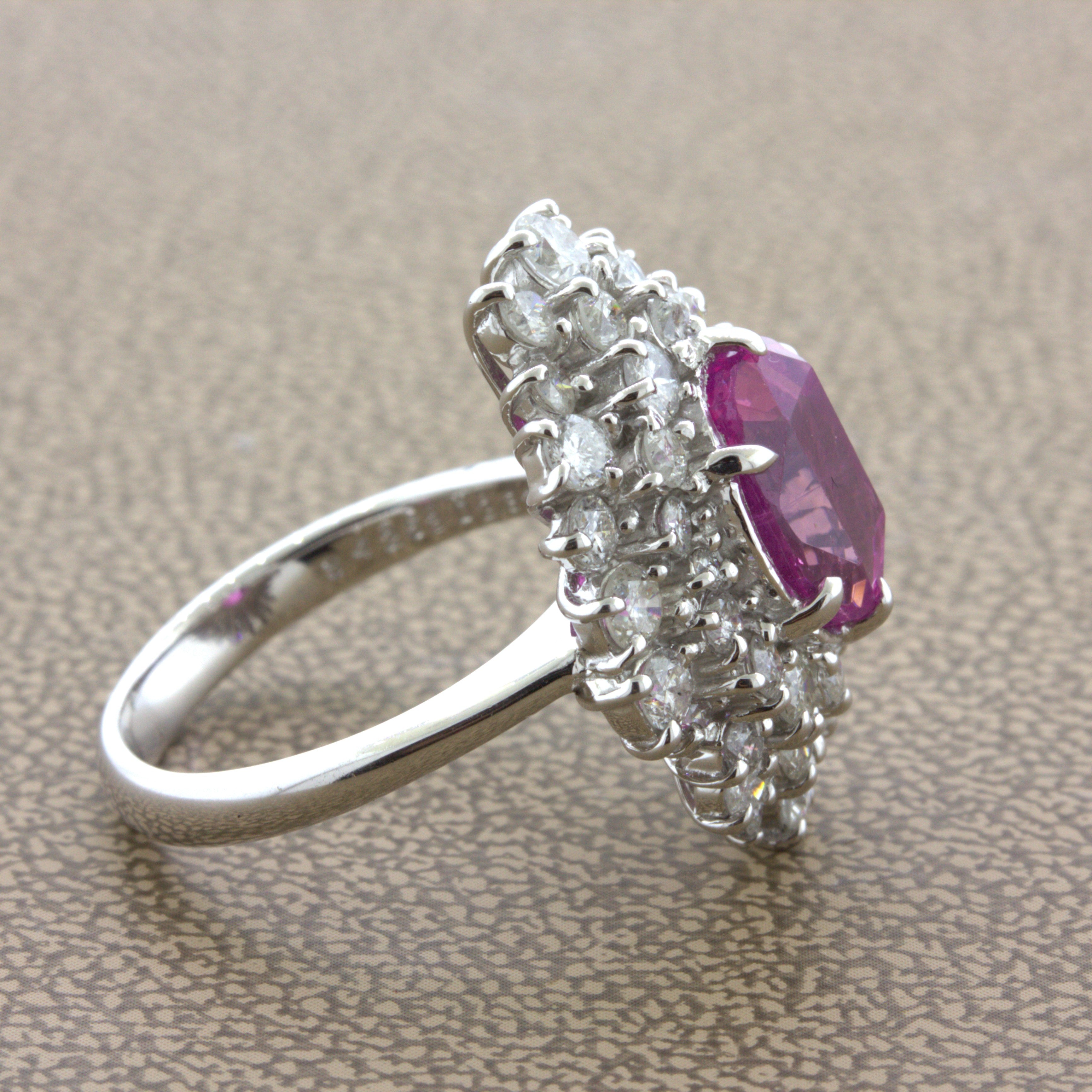 4.25 Carat “Barbie Pink” Sapphire Diamond Platinum Ring, GIA Certified