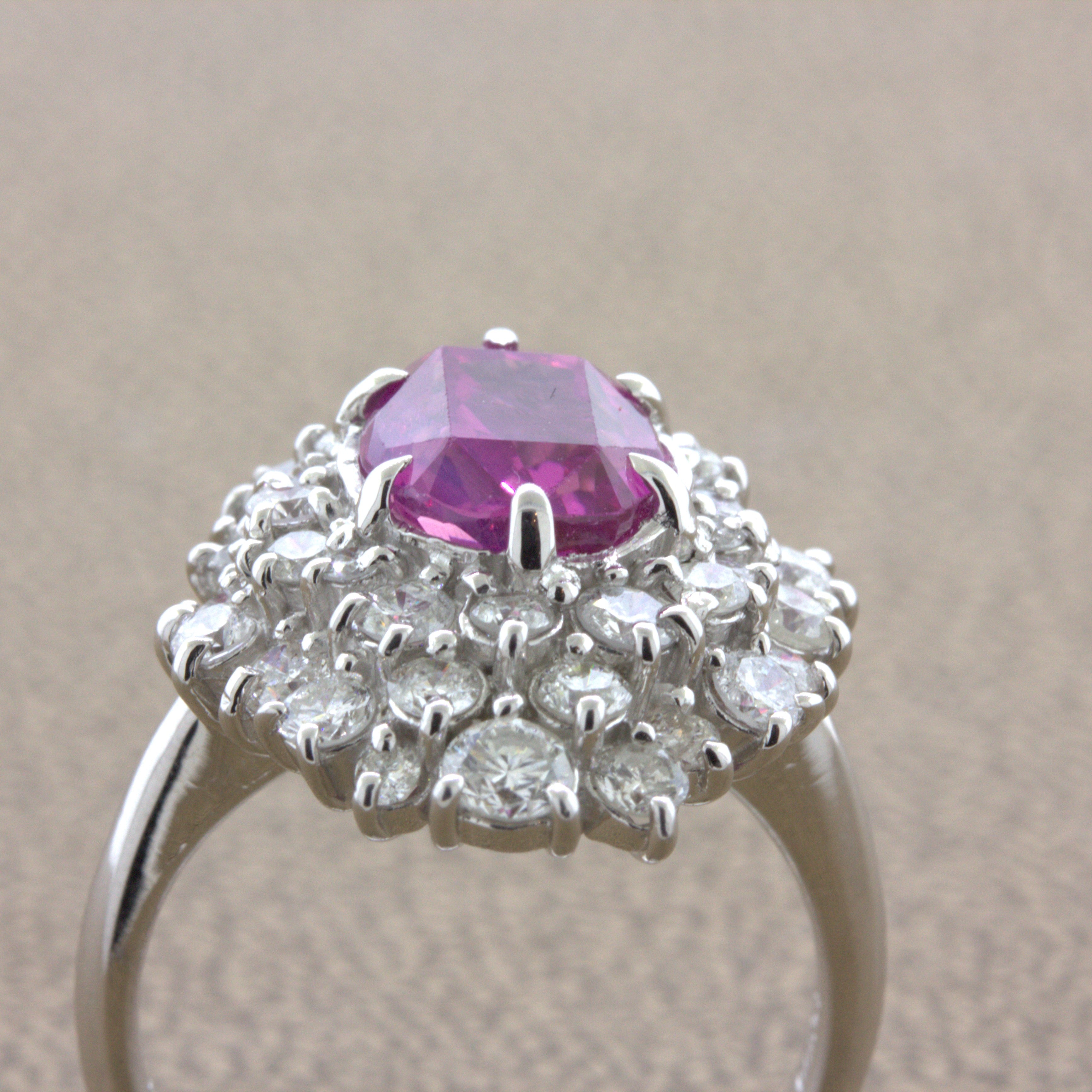 4.25 Carat “Barbie Pink” Sapphire Diamond Platinum Ring, GIA Certified